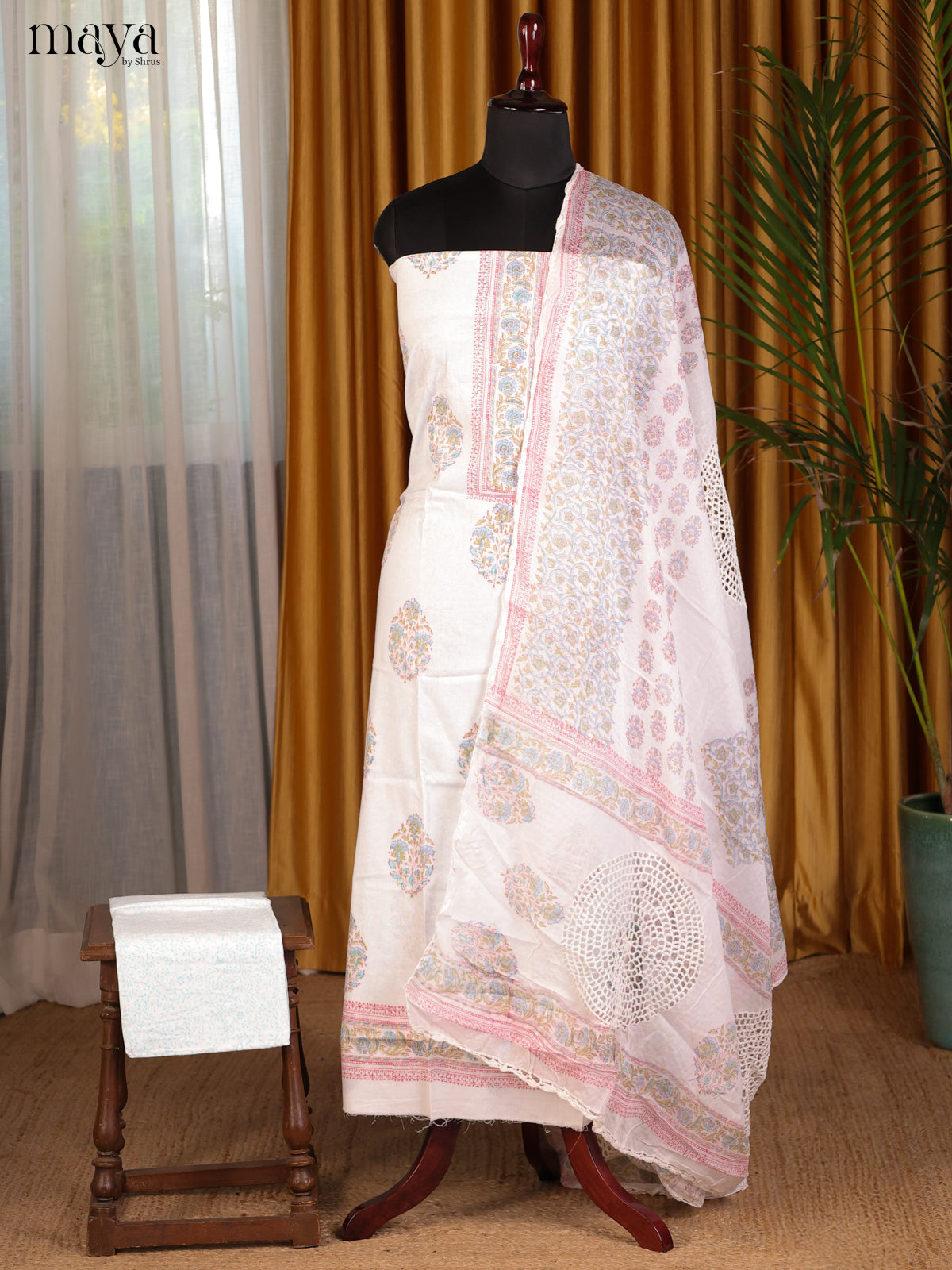 Cream & Pink - Cotton salwar - Shop on Shrus.com