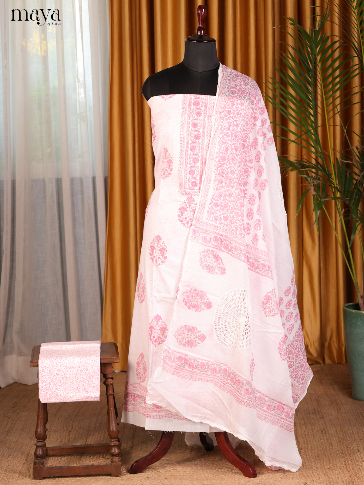 Cream & Pink - Cotton salwar - Shop on Shrus.com