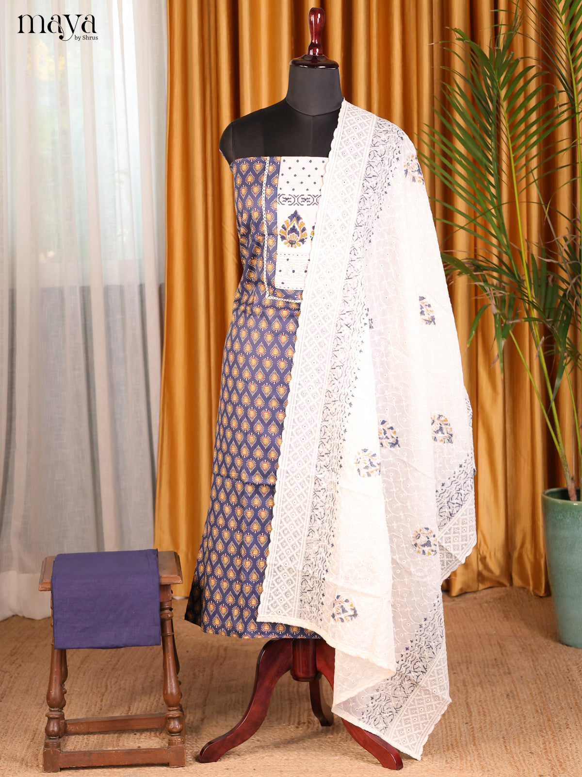 Blue with White - Cotton salwar - Shop on Shrus.com