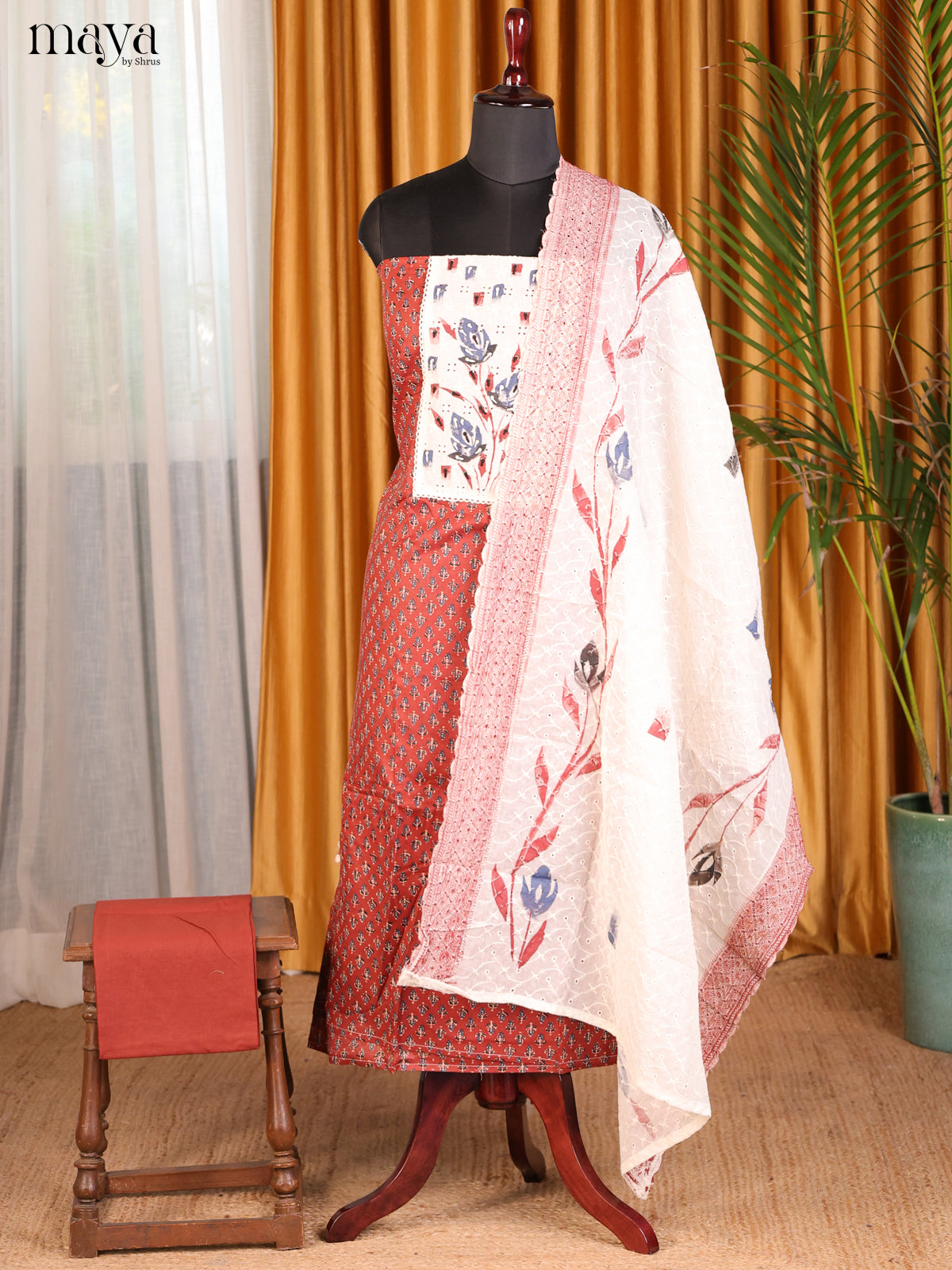 Red & Cream - Cotton salwar - Shop on Shrus.com