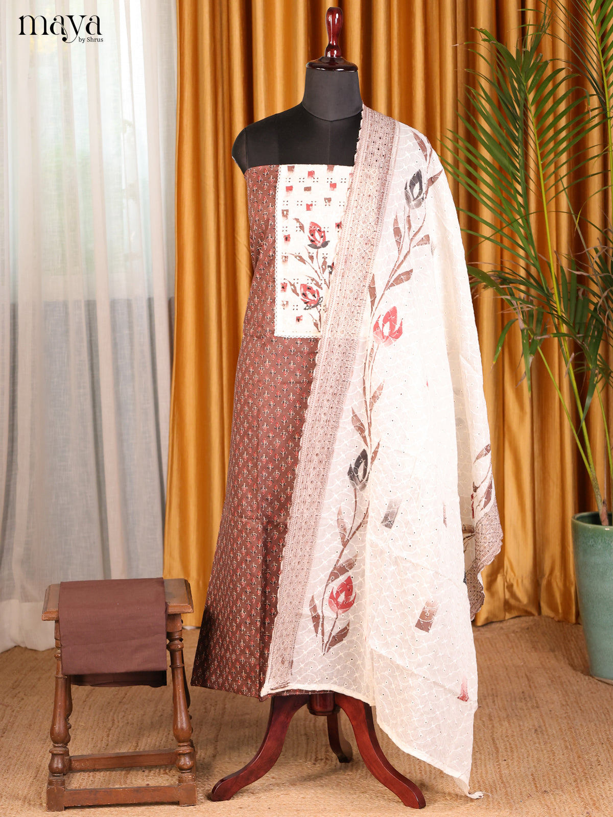 Chocolate brown & Cream - Cotton salwar - Shop on Shrus.com