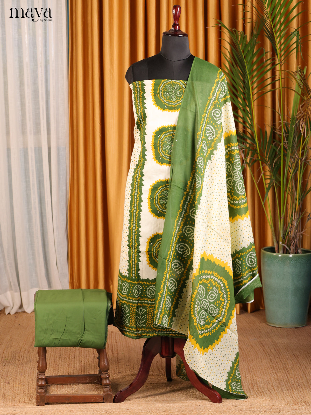 White & Green - Bandhini salwar - Shop on Shrus.com