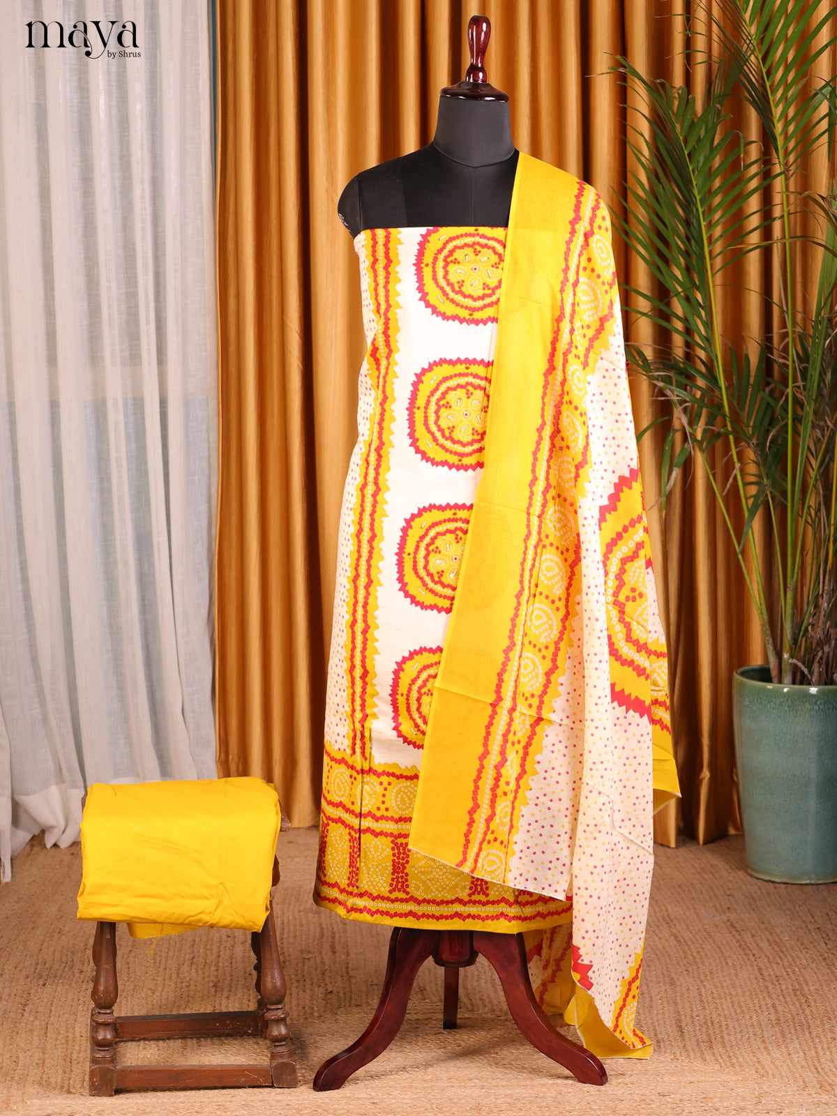 White & Yellow - Bandhini salwar - Shop on Shrus.com