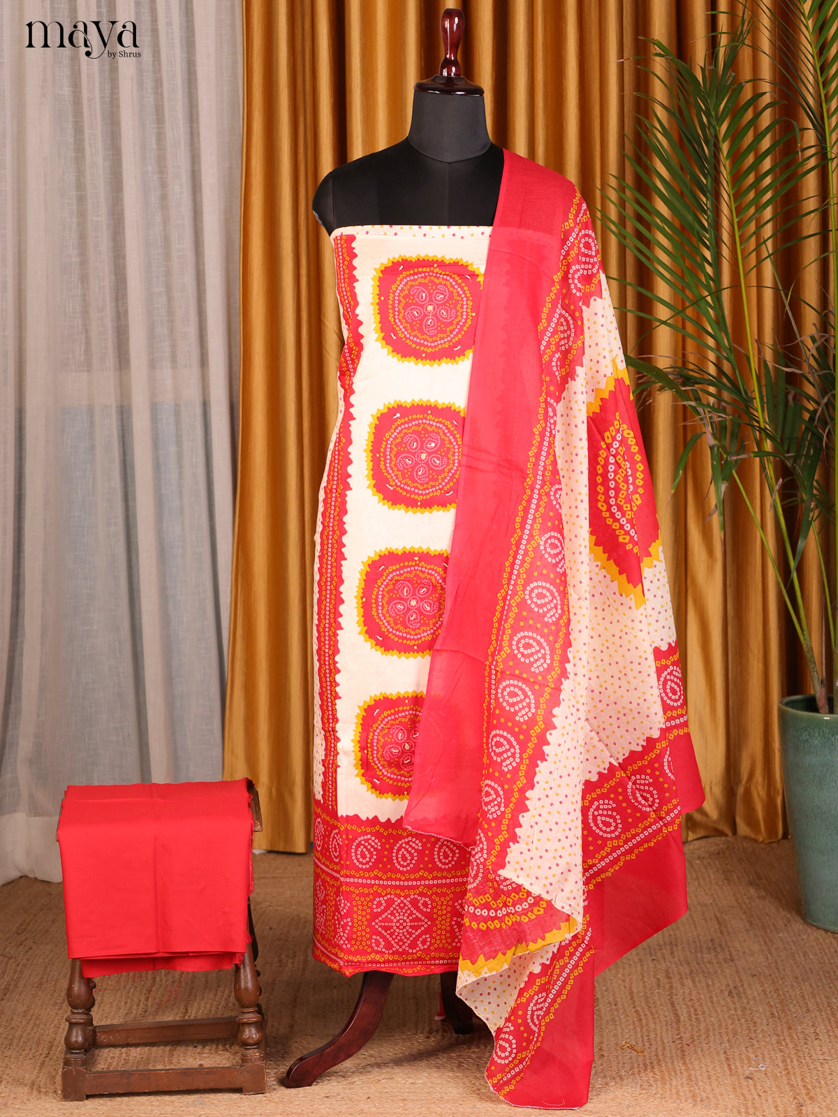Cream & Red - Cotton salwar - Shop on Shrus.com