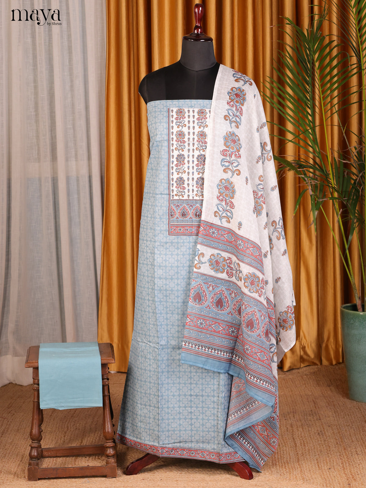 Lite Blue & Cream - Cotton salwar - Shop on Shrus.com