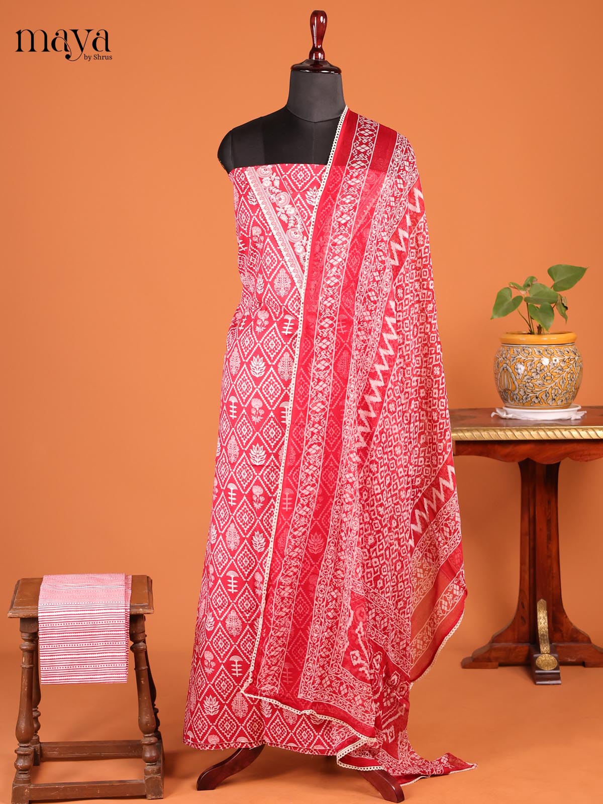 Red & White - Cotton salwar - Shop on Shrus.com