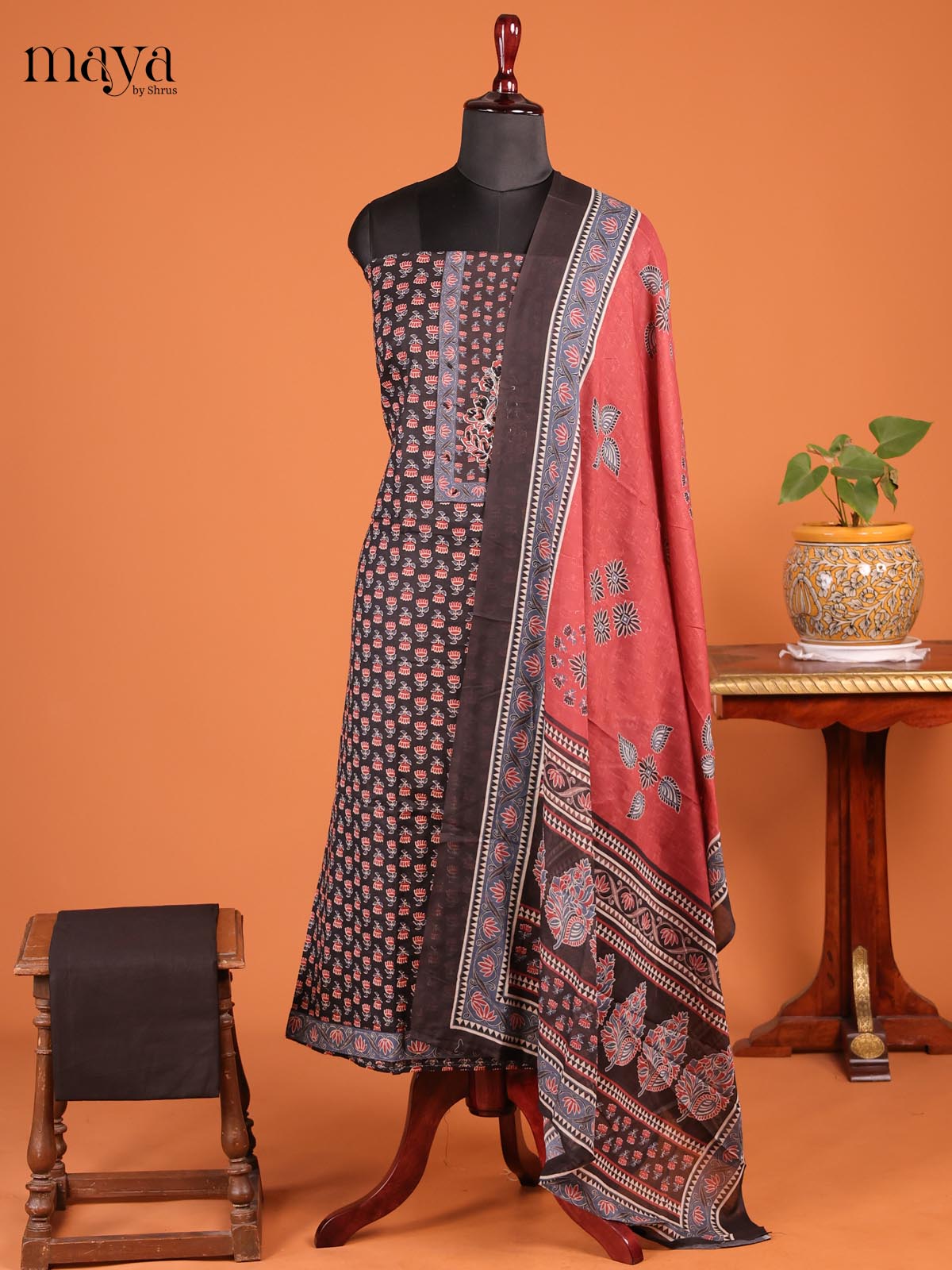 Black & Red - MDD21009 - Cotton salwar - Shop on Shrus.com