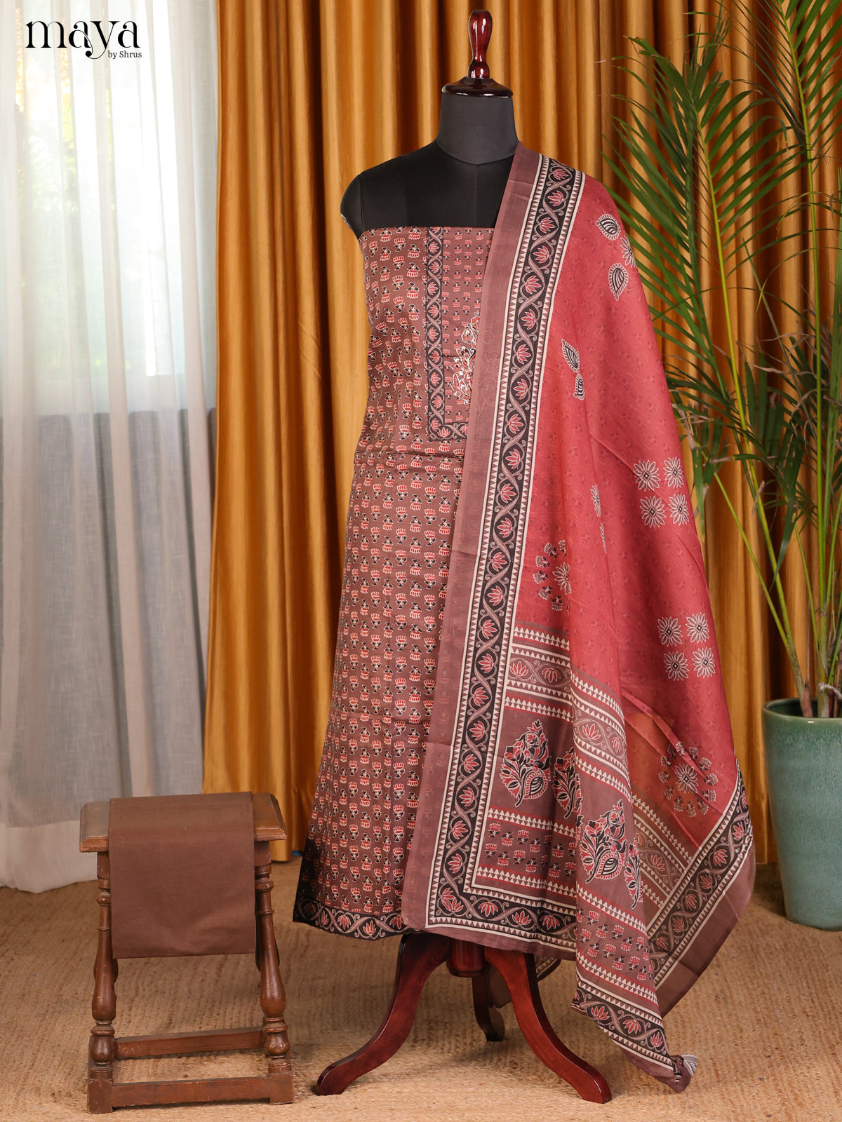 Brown & Red - Cotton salwar - Shop on Shrus.com