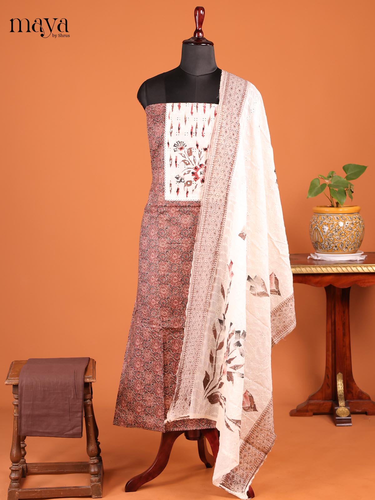 Brown & Cream - MDD21012 - Cotton salwar - Shop on Shrus.com