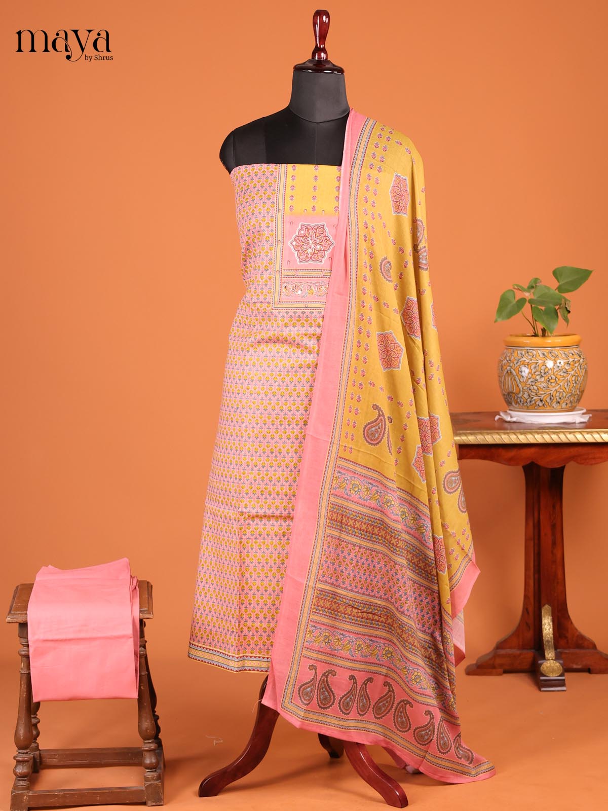 Yellow & Pink - MDD21017 - Cotton salwar - Shop on Shrus.com