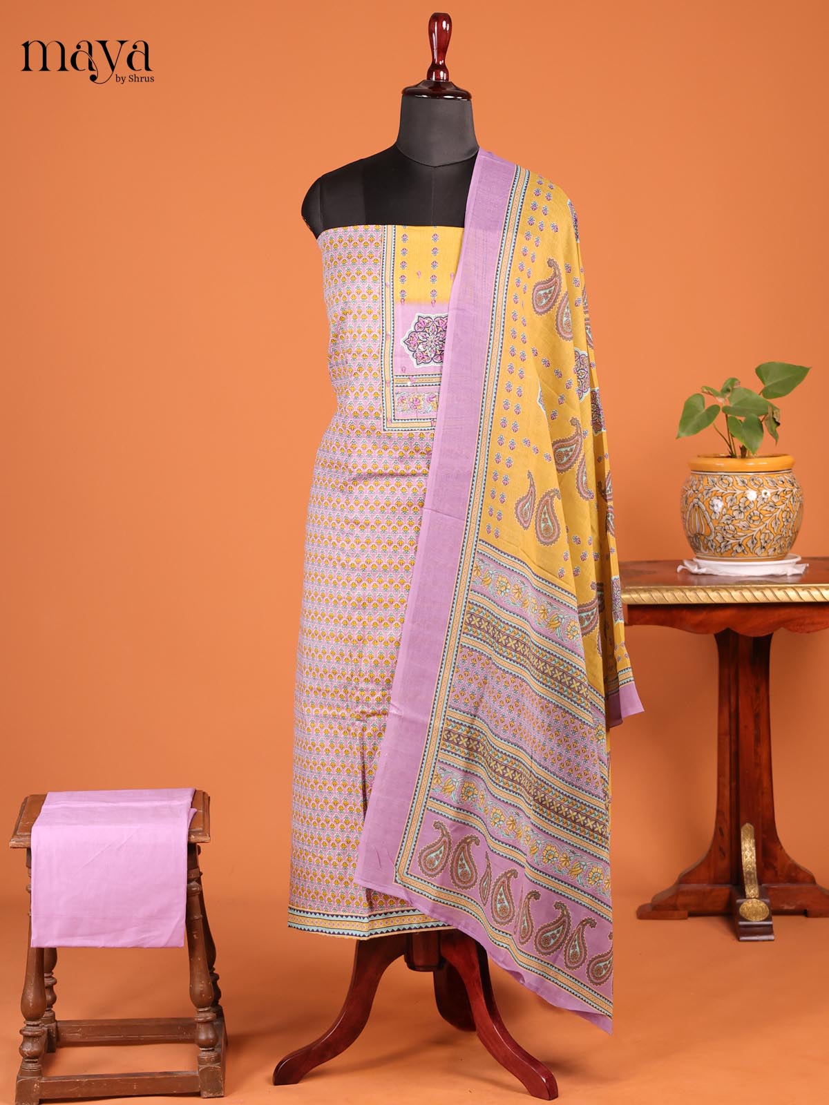 Lavender & Yellow - MDD21019 - Cotton salwar - Shop on Shrus.com