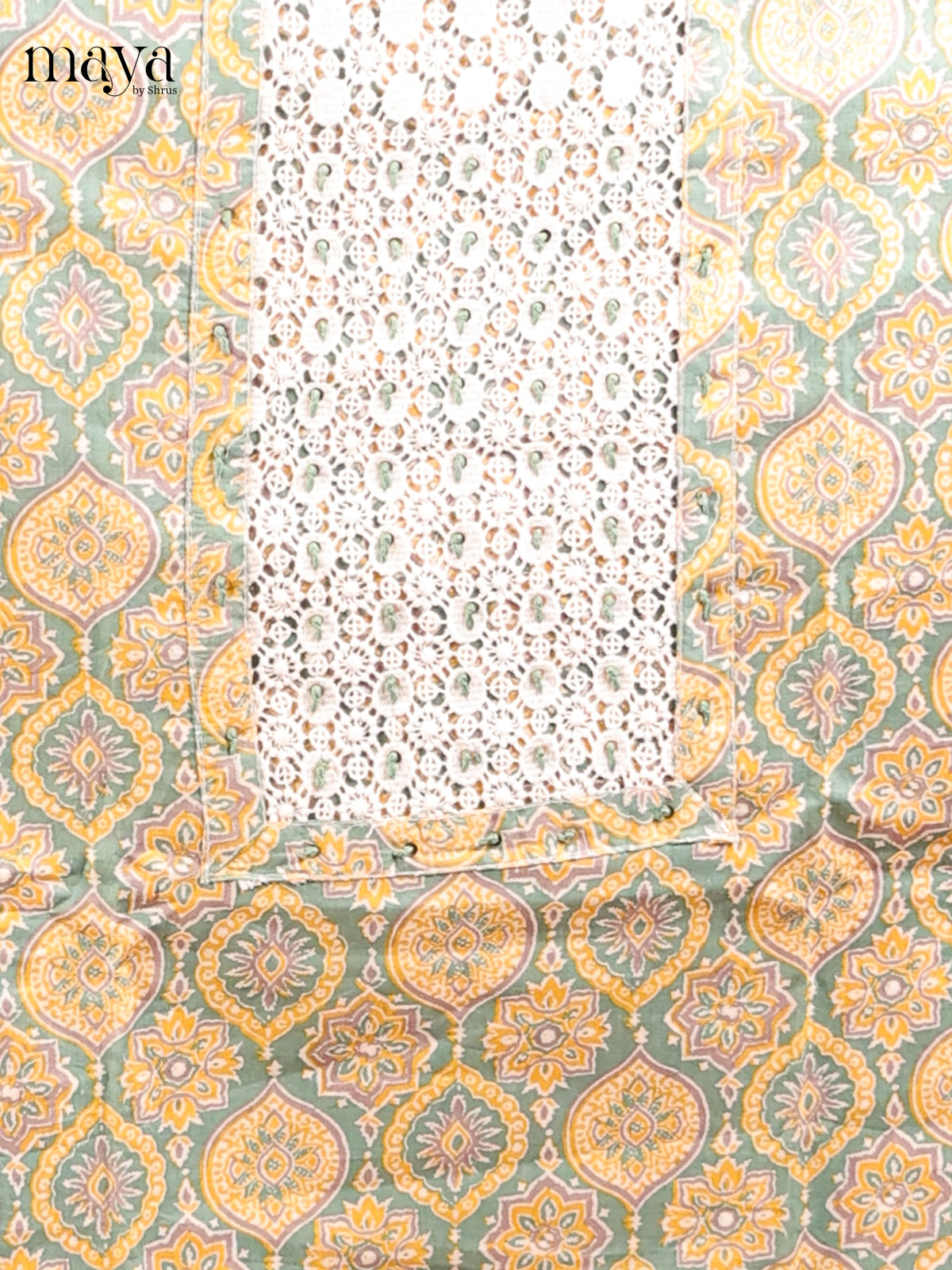 Green , Yellow & Cream - MDD21020 - Cotton salwar - Shop on Shrus.com