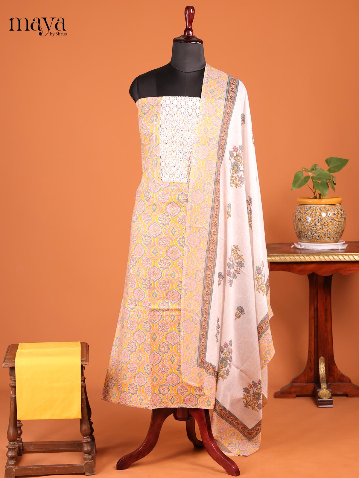 Yellow & Cream - MDD21021 - Cotton salwar - Shop on Shrus.com