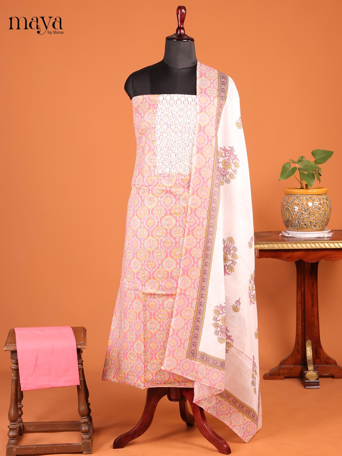 Pink & Cream - MDD21022 - Cotton salwar - Shop on Shrus.com