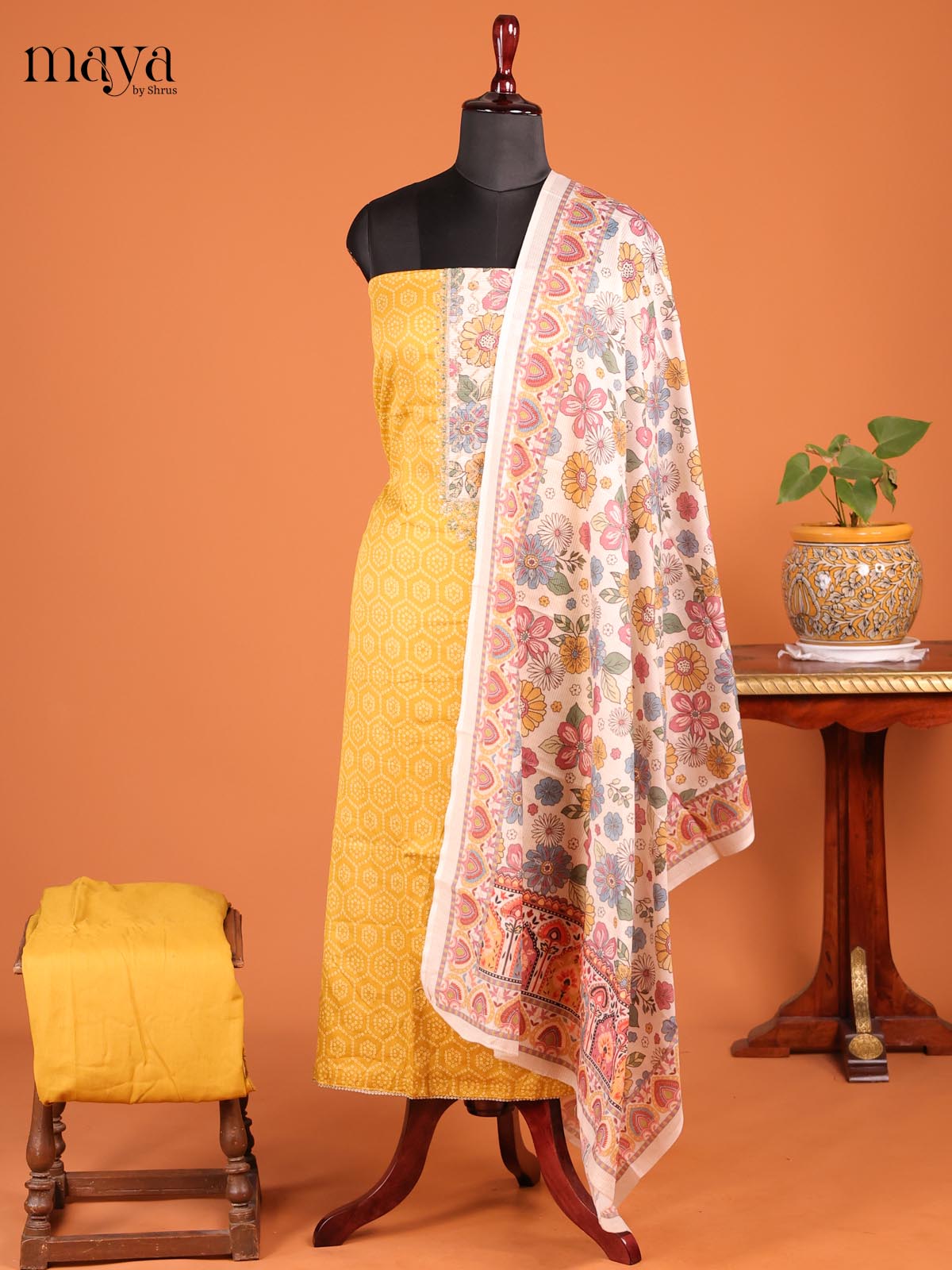 Yellow & Cream - MDD21026 - Cotton salwar - Shop on Shrus.com