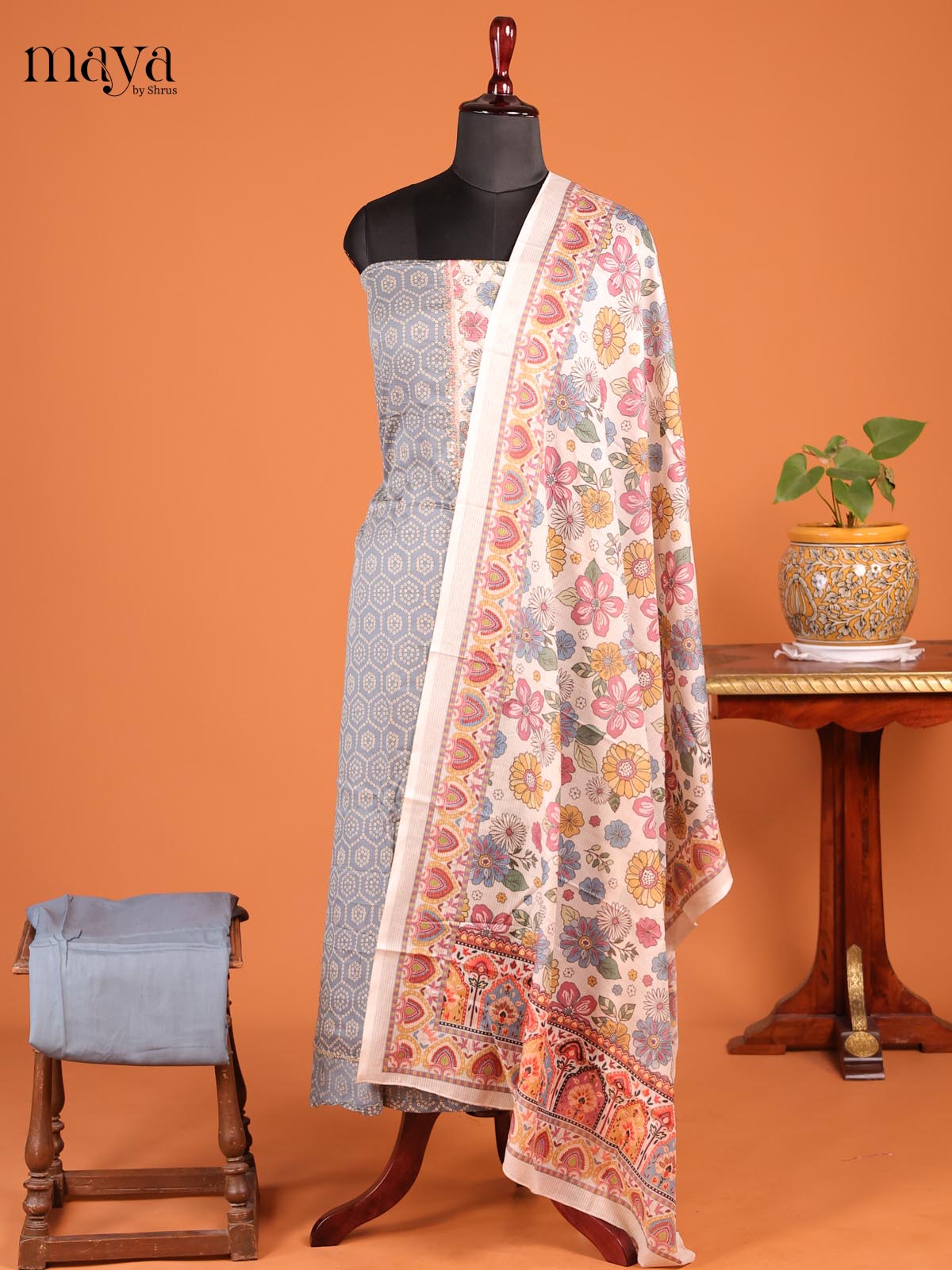 Grey & Cream - MDD21027 - Cotton salwar - Shop on Shrus.com