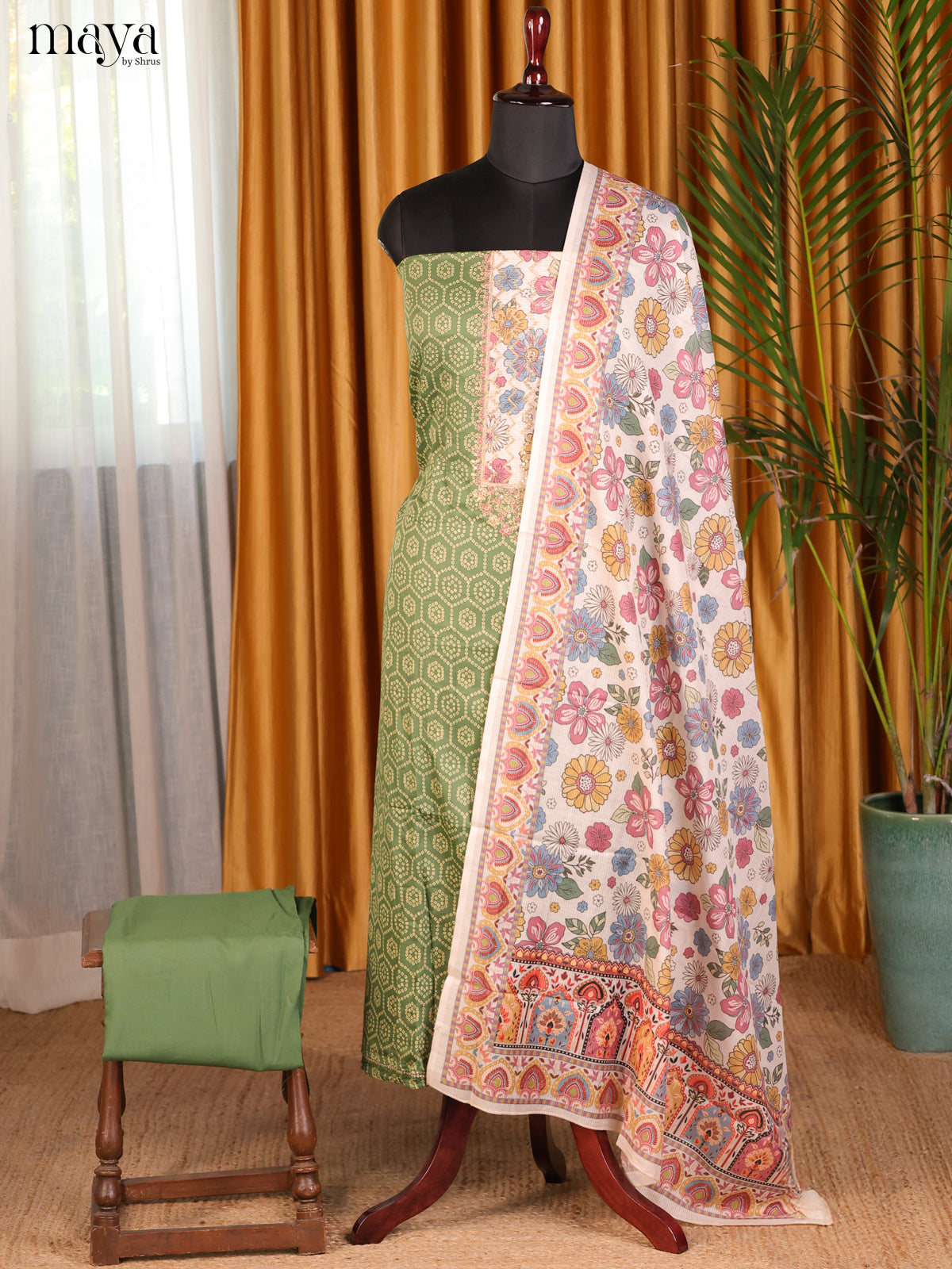 Green & Cream - Cotton salwar - Shop on Shrus.com