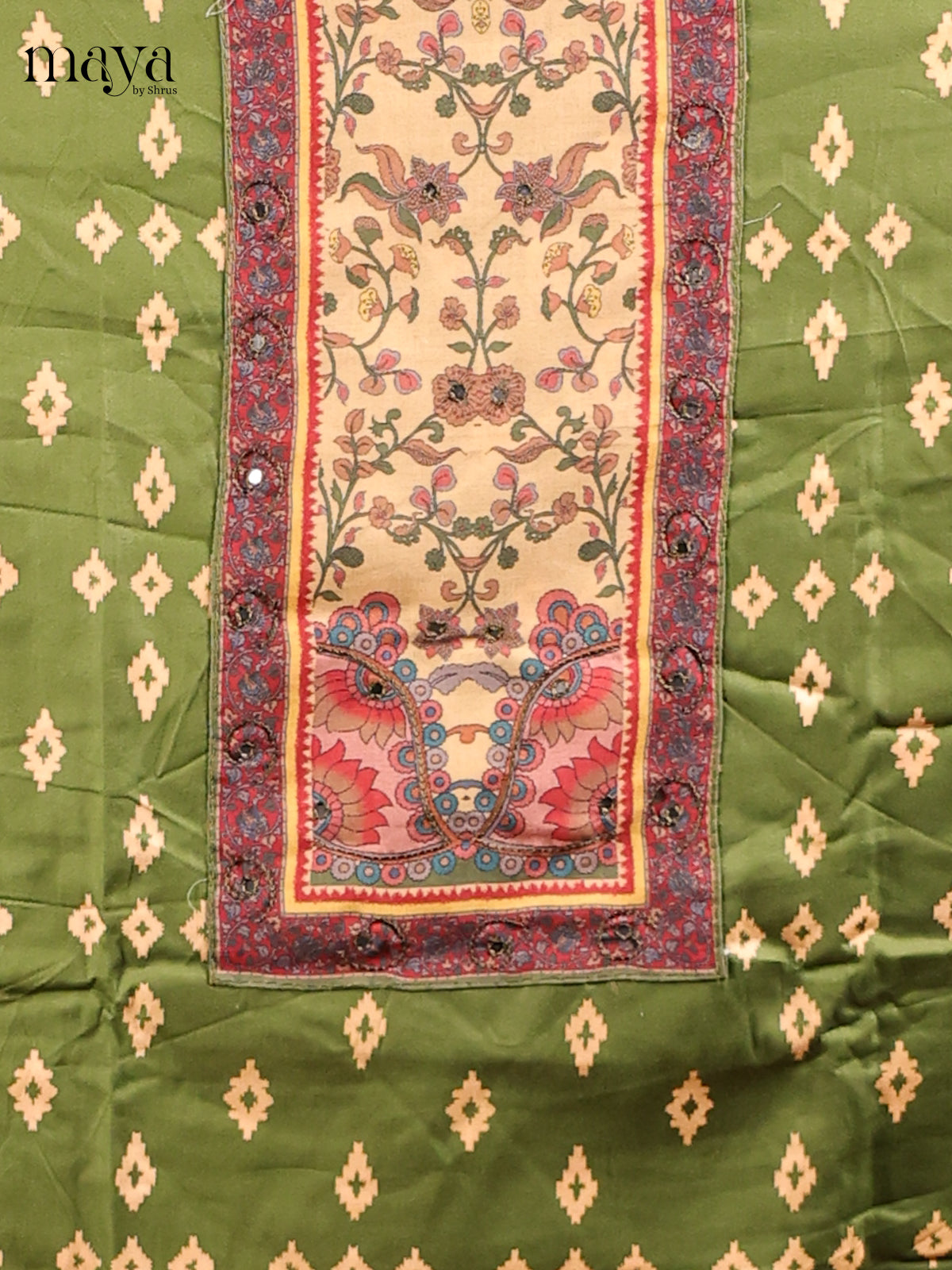 Green & Cream - MDD21046 - Cotton salwar - Shop on Shrus.com