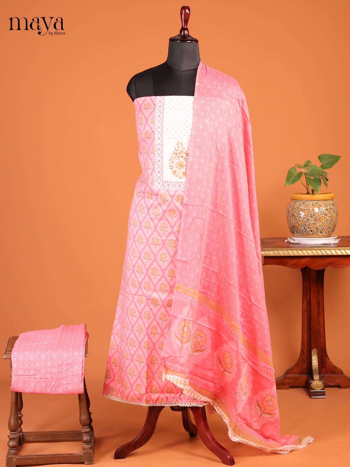 Pink & Cream - MDD21051 - Cotton salwar - Shop on Shrus.com