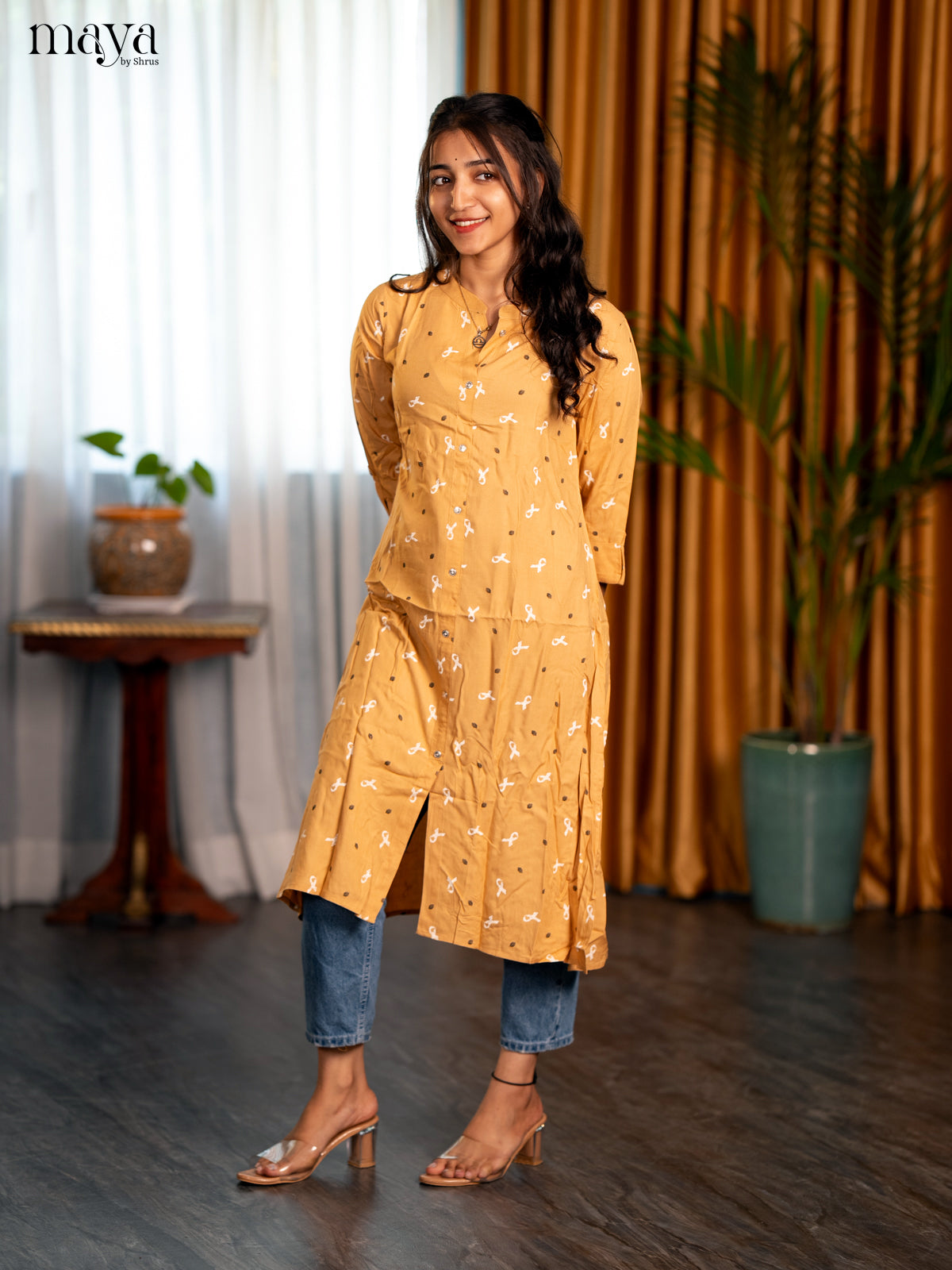 Sandal Printed Rayon A - Line Kurti - Shop on Shrus.com