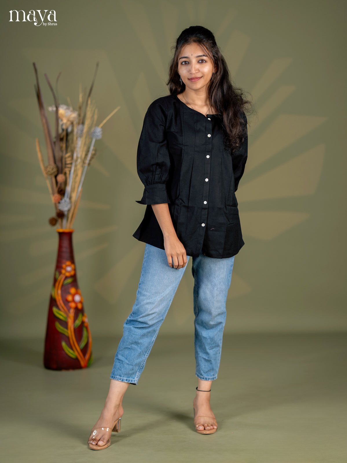 Black Solid Cotton Casual Shirt - Shop on Shrus.com