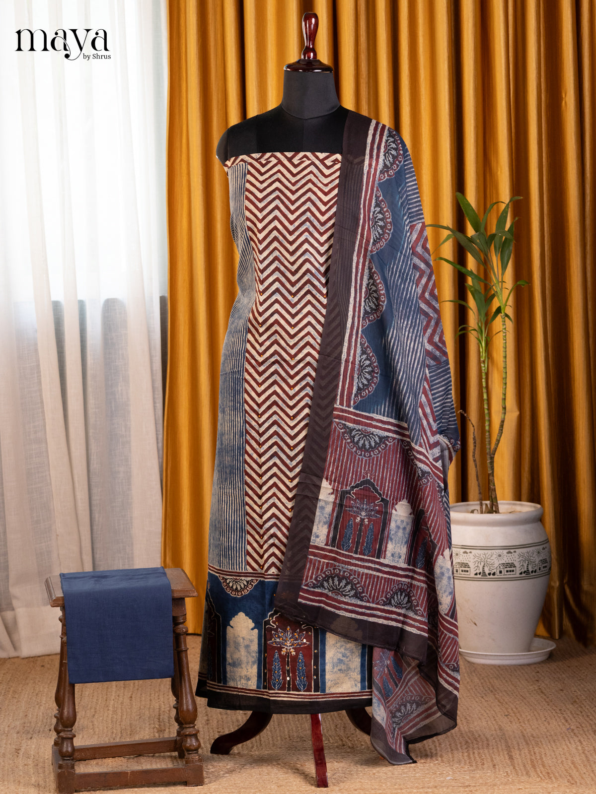 Blue & Maroon - Cotton salwar - Shop on Shrus.com