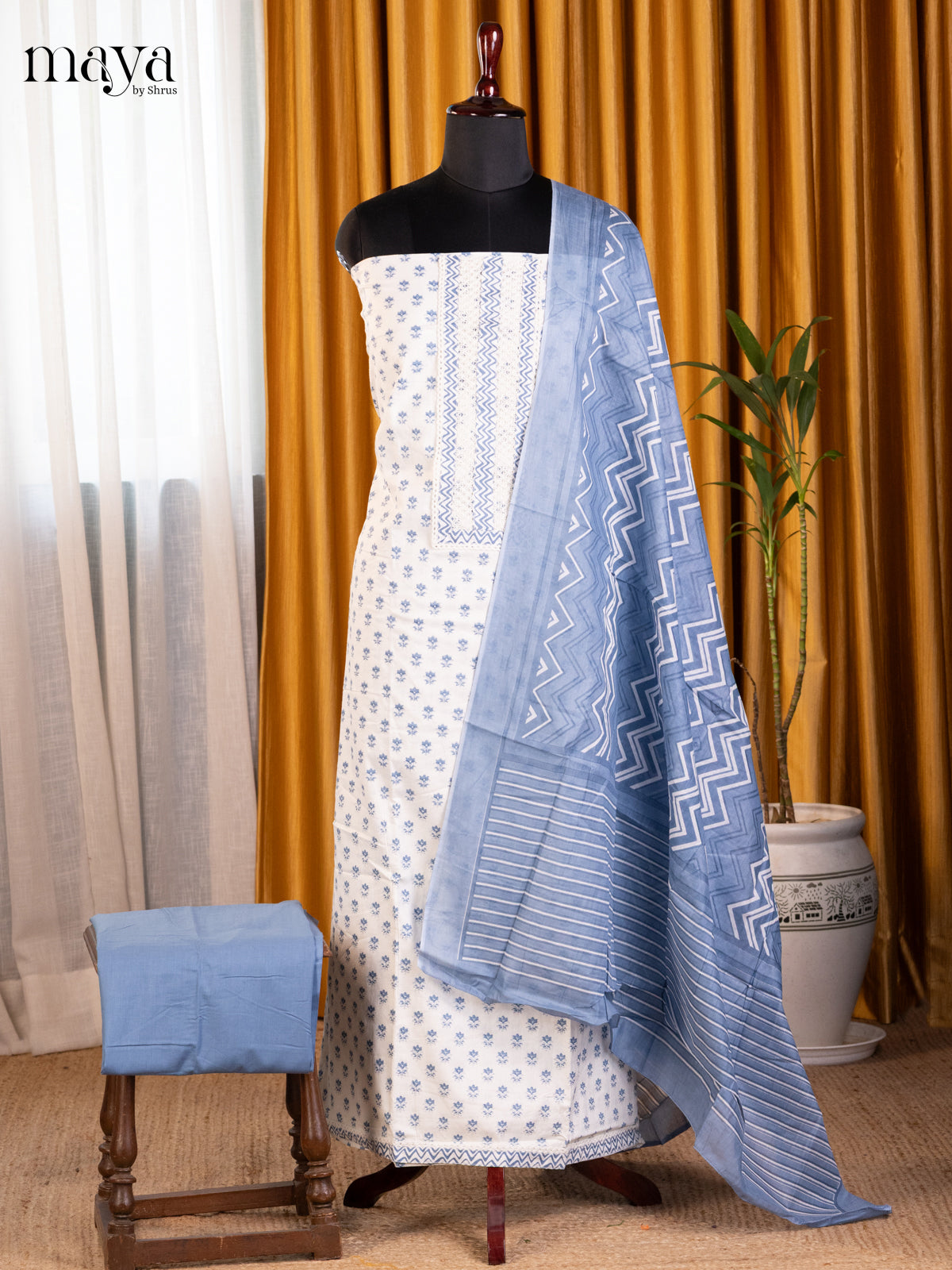 White & Blue - Cotton salwar - Shop on Shrus.com