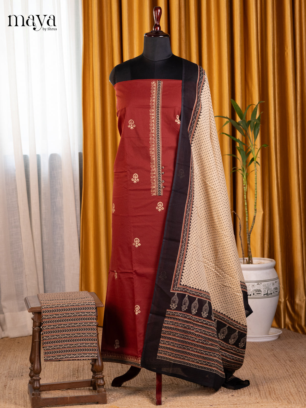 Maroon & Cream - Cotton salwar - Shop on Shrus.com