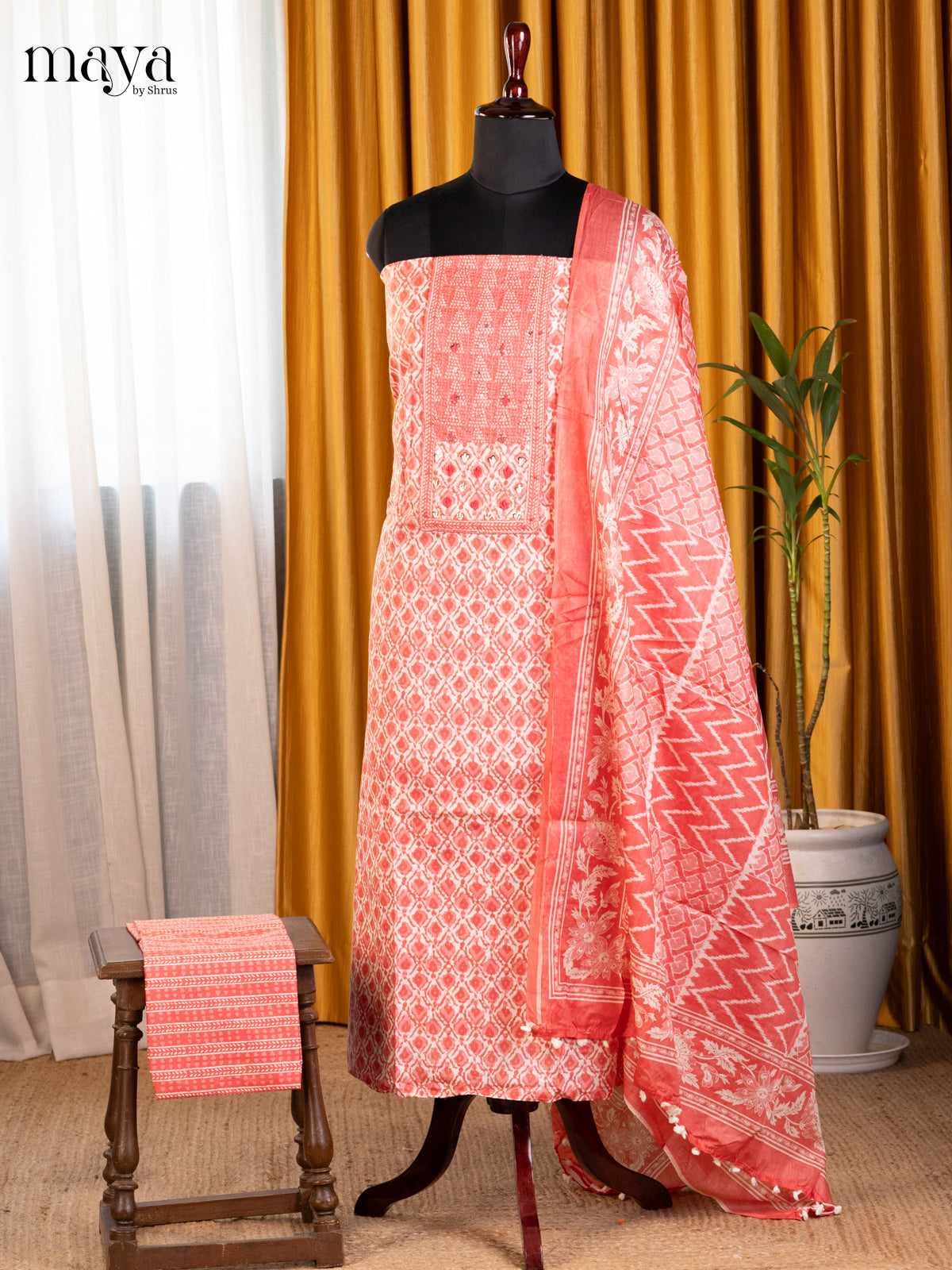 Cream & Pink - Cotton salwar - Shop on Shrus.com