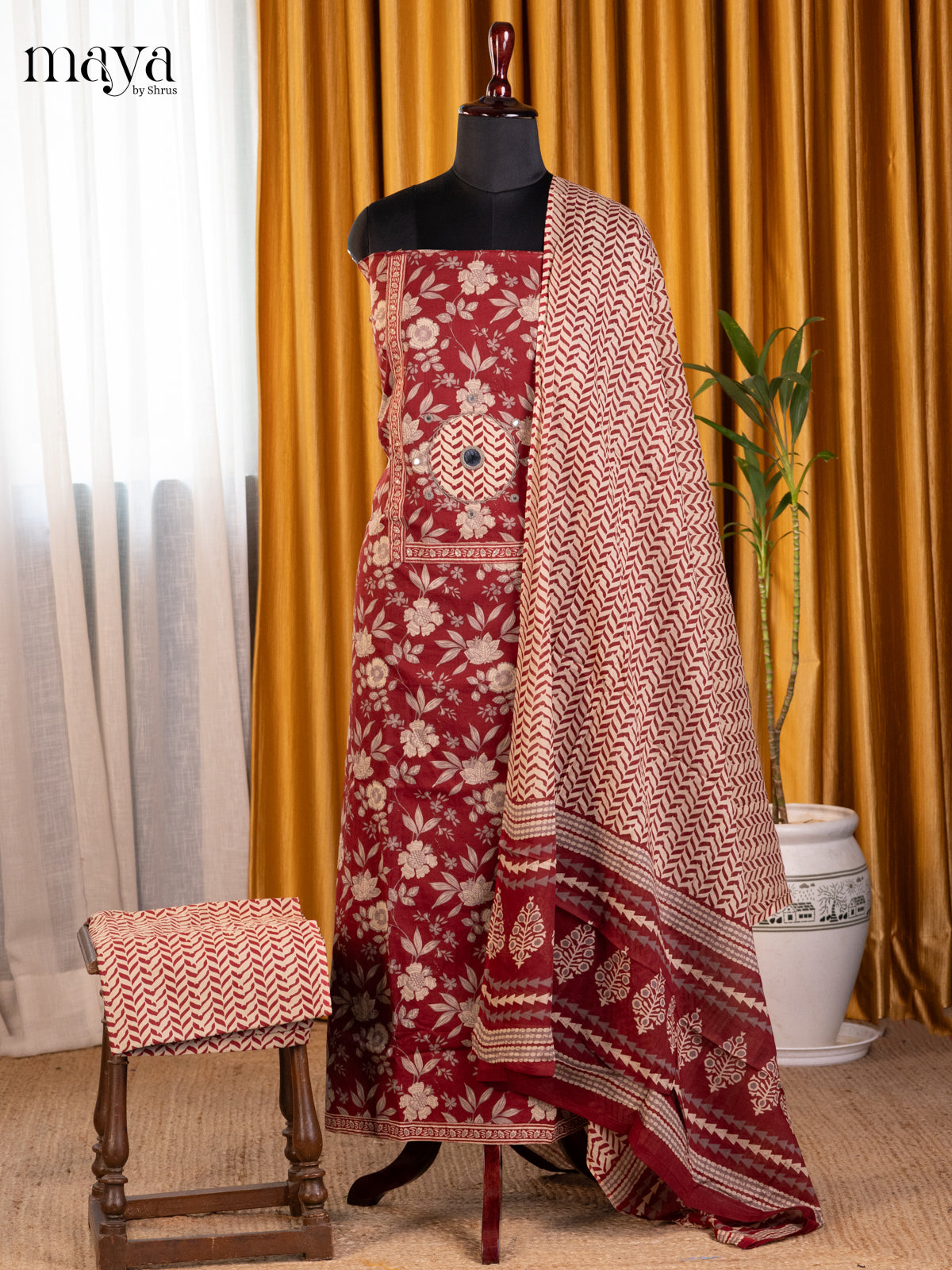 Maroon - Cotton salwar - Shop on Shrus.com