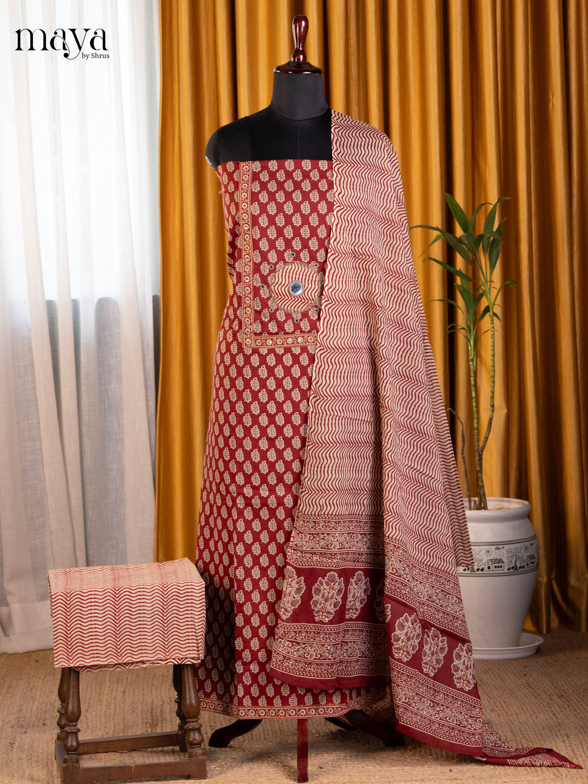 Maroon - Cotton salwar - Shop on Shrus.com