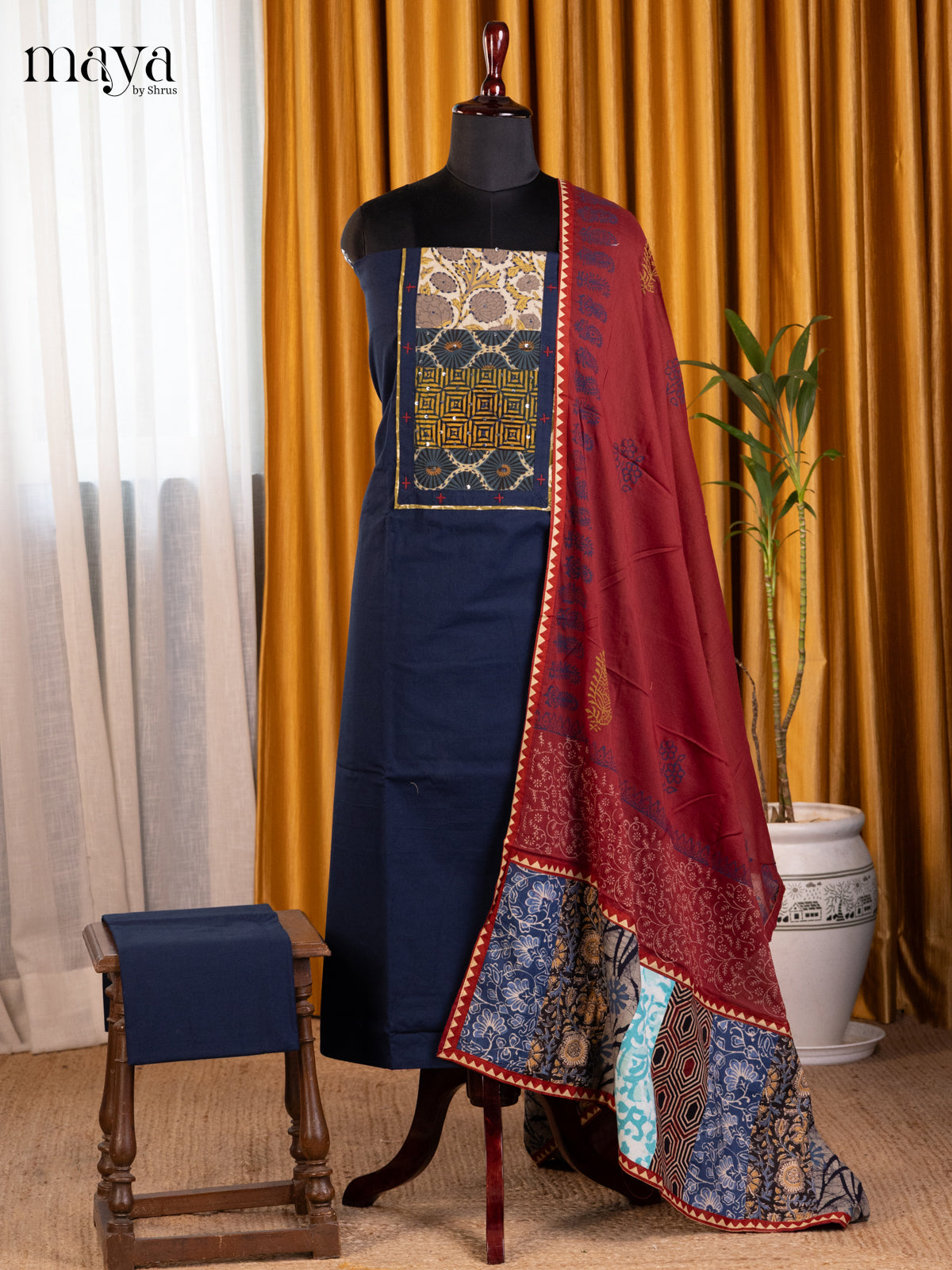 Blue & Maroon - Cotton salwar - Shop on Shrus.com