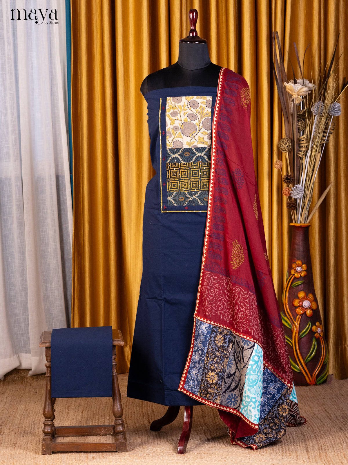 Blue & Maroon - Cotton salwar - Shop on Shrus.com