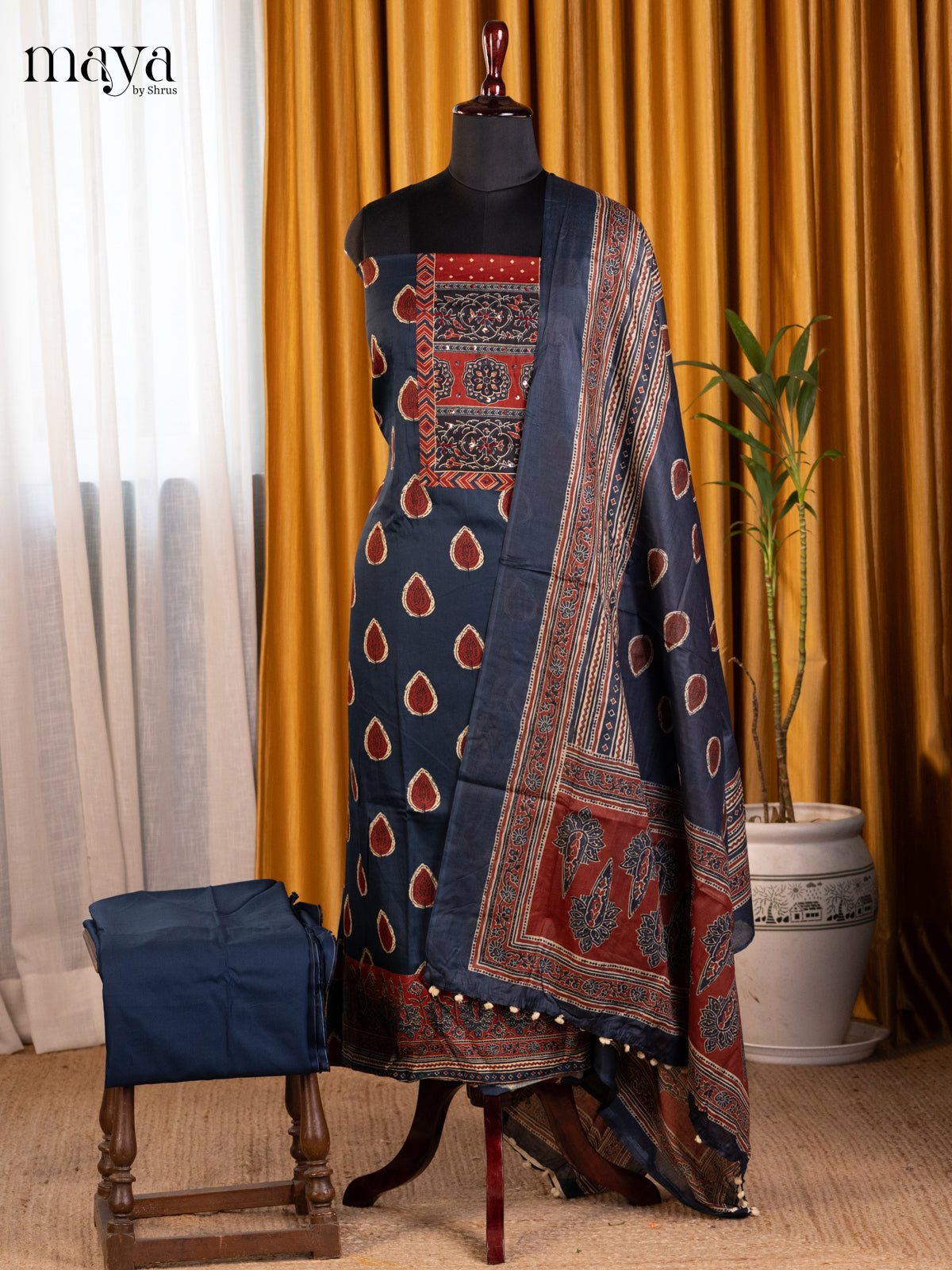Blue & Red - Cotton salwar - Shop on Shrus.com