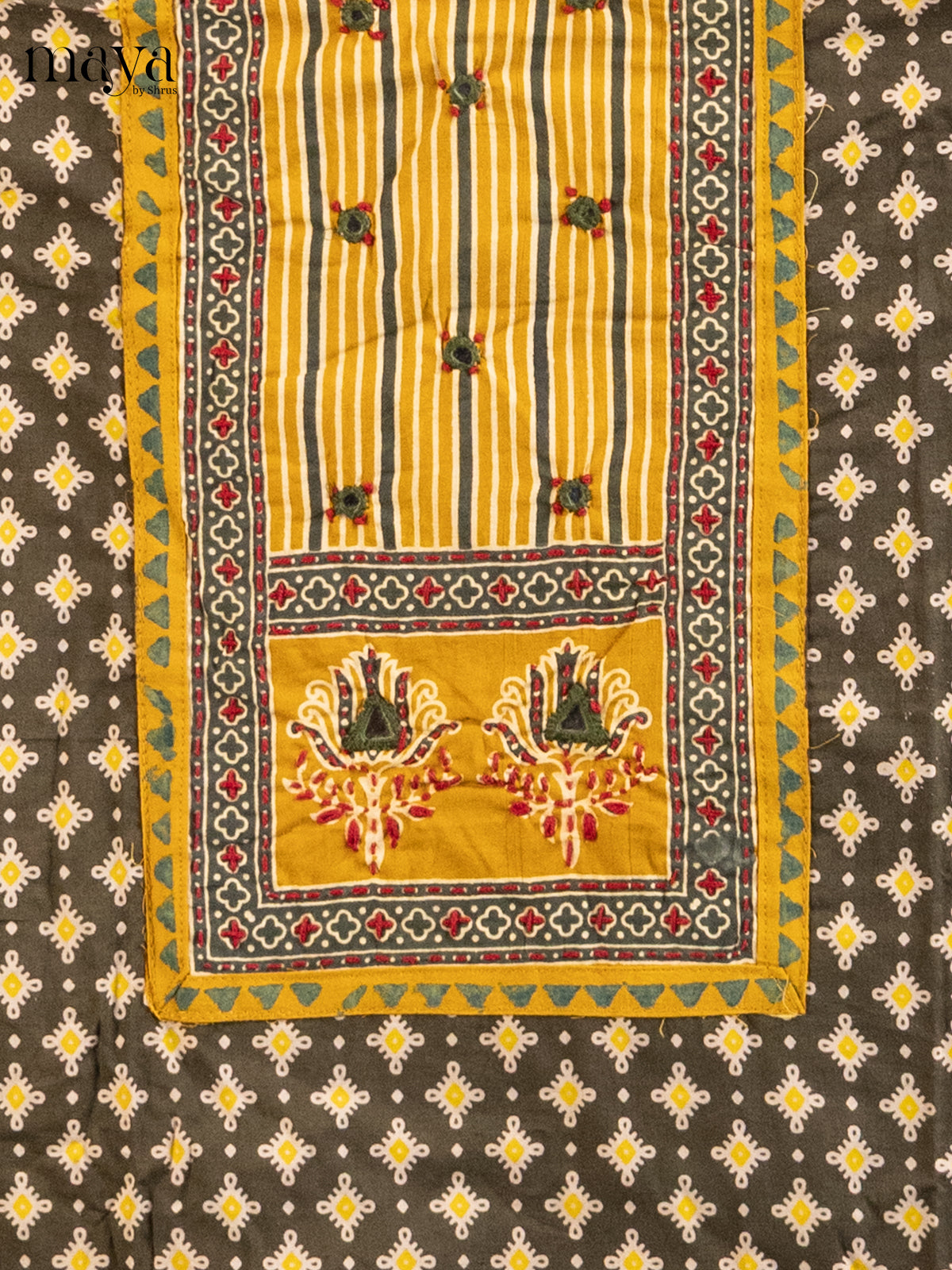 Green & Mustard - Ajrakh Salwar Unstitch - Shop on Shrus.com