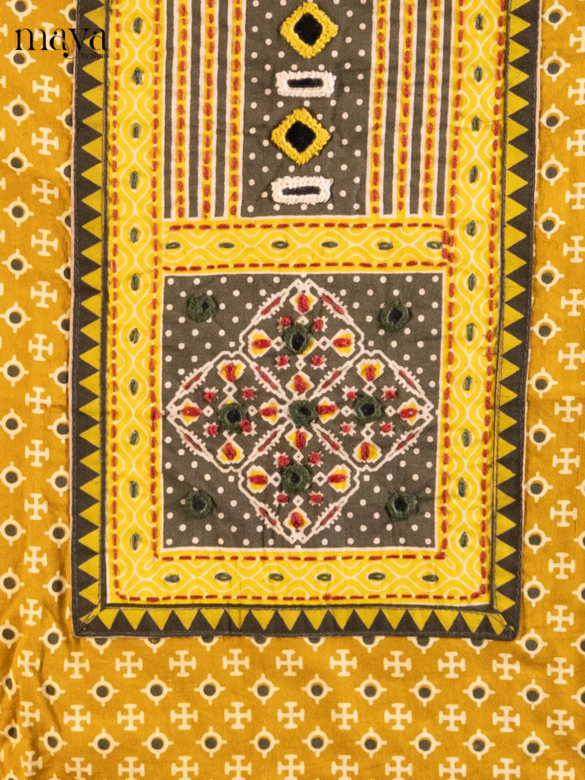 Mustard & Green- Ajrakh Salwar Unstitch - Shop on Shrus.com