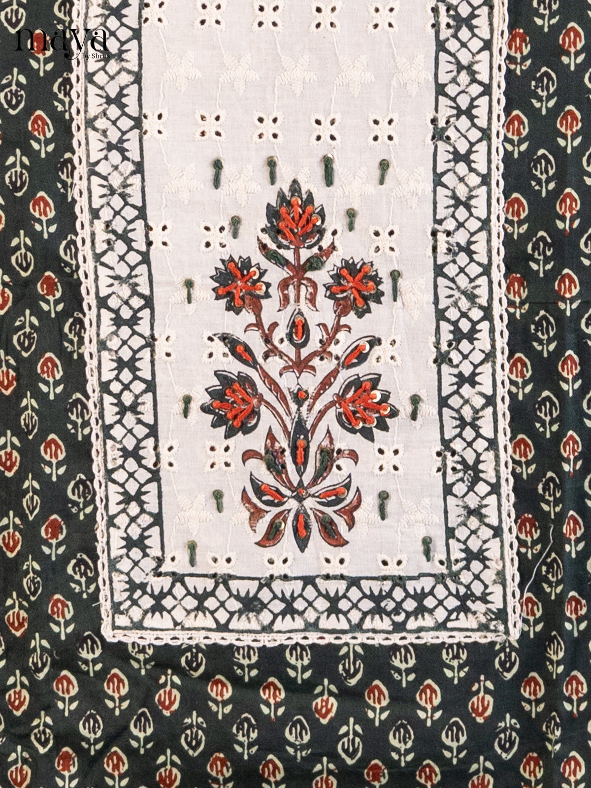 Dark Green & Cream - Cotton salwar - Shop on Shrus.com