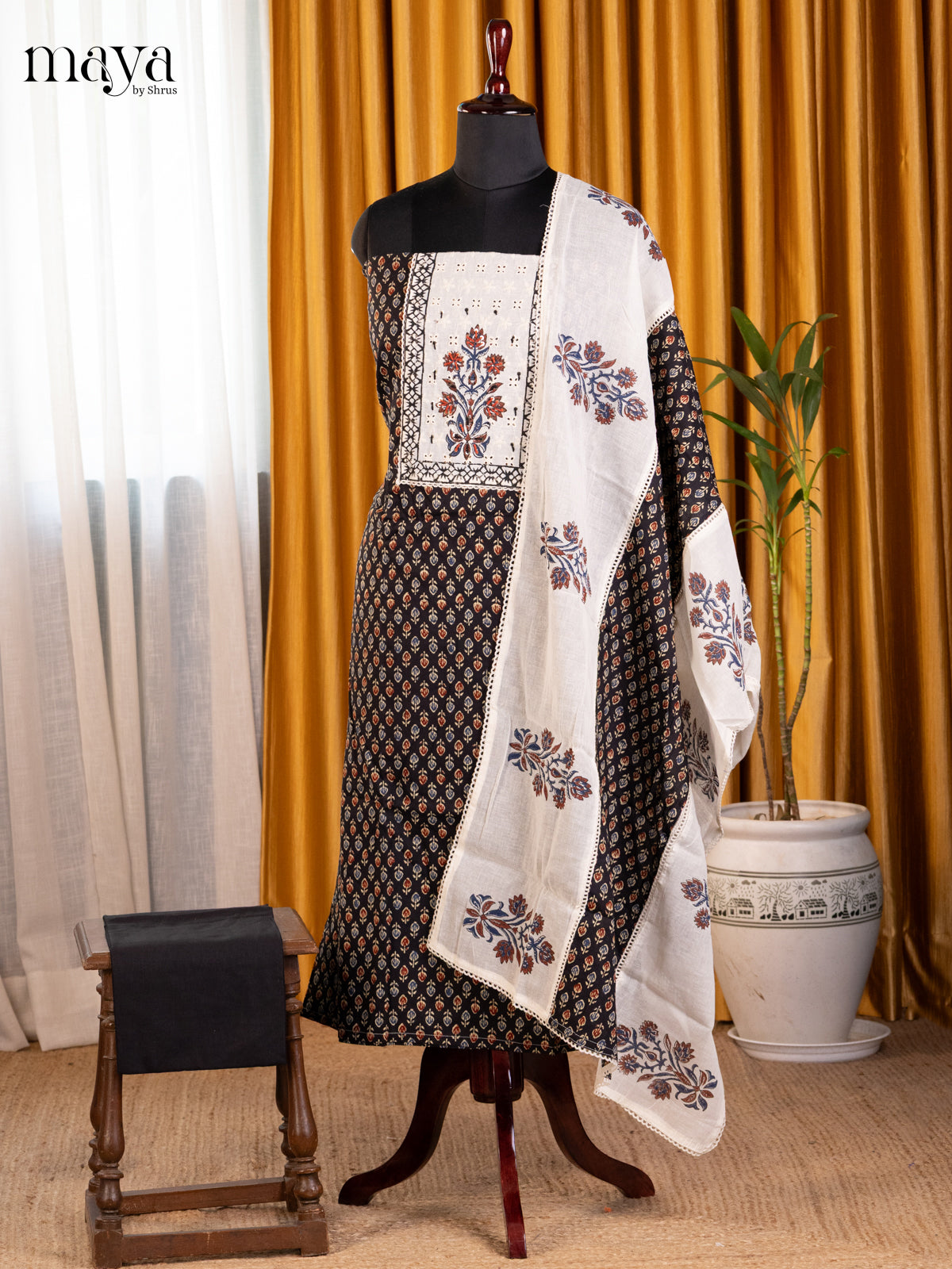 Black & Cream - Cotton salwar - Shop on Shrus.com