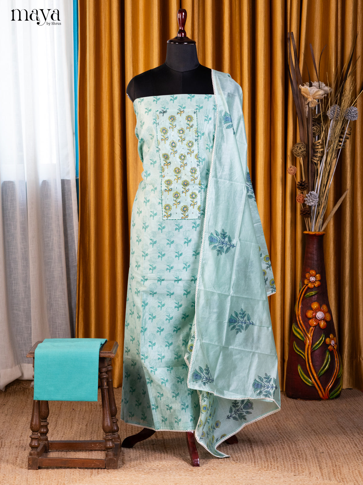 Teal- Cotton salwar - Shop on Shrus.com