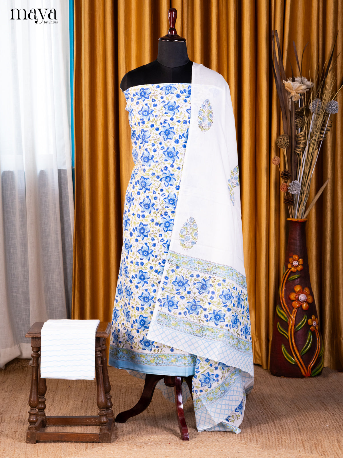 White & Blue - Cotton salwar - Shop on Shrus.com
