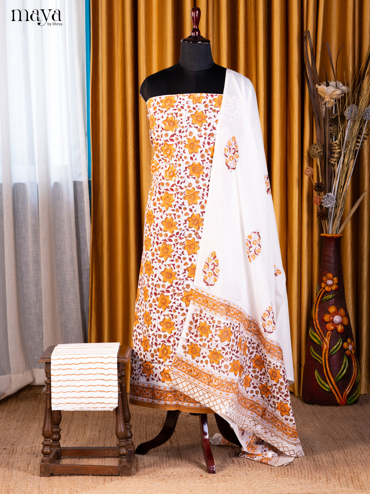 Cream & Mustard- Cotton salwar - Shop on Shrus.com