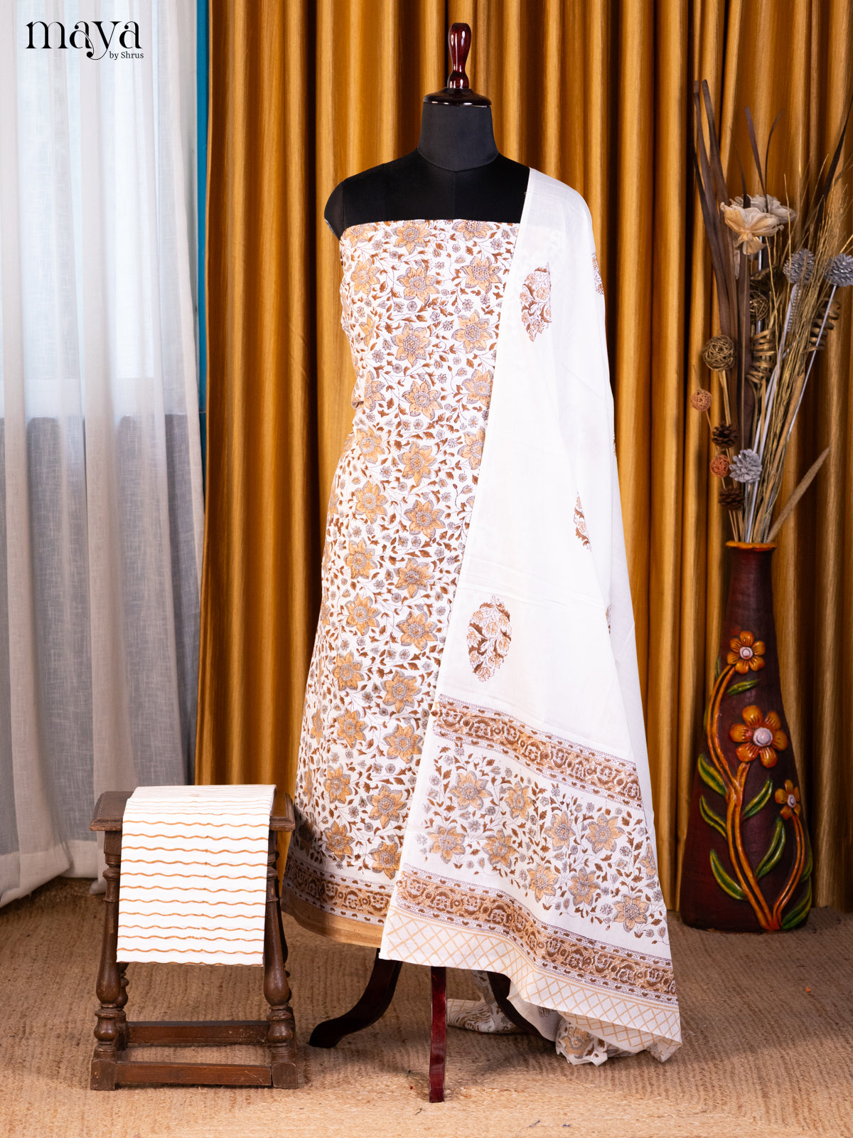 Cream- Cotton salwar - Shop on Shrus.com