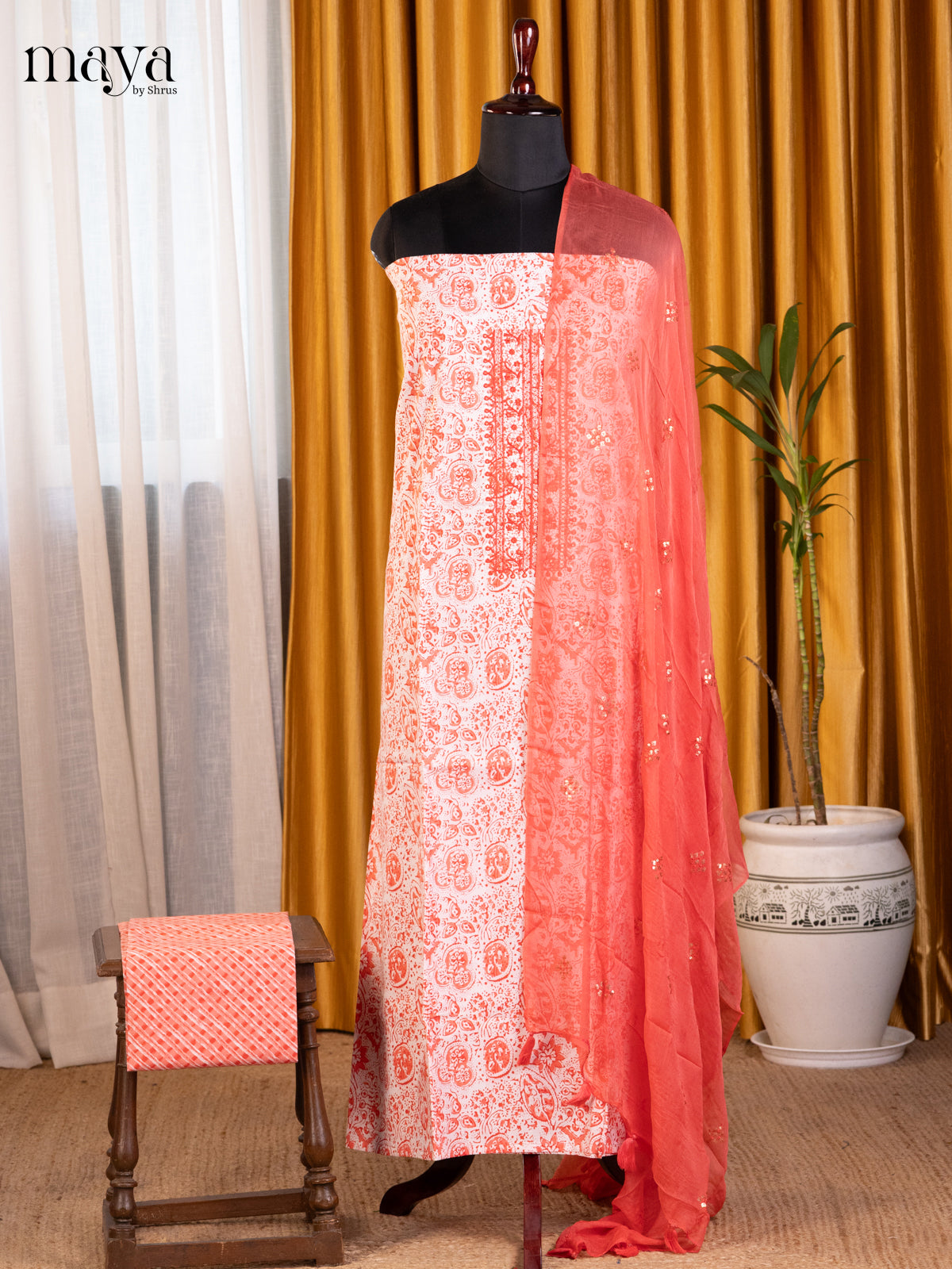 White & Orange- Cotton salwar - Shop on Shrus.com