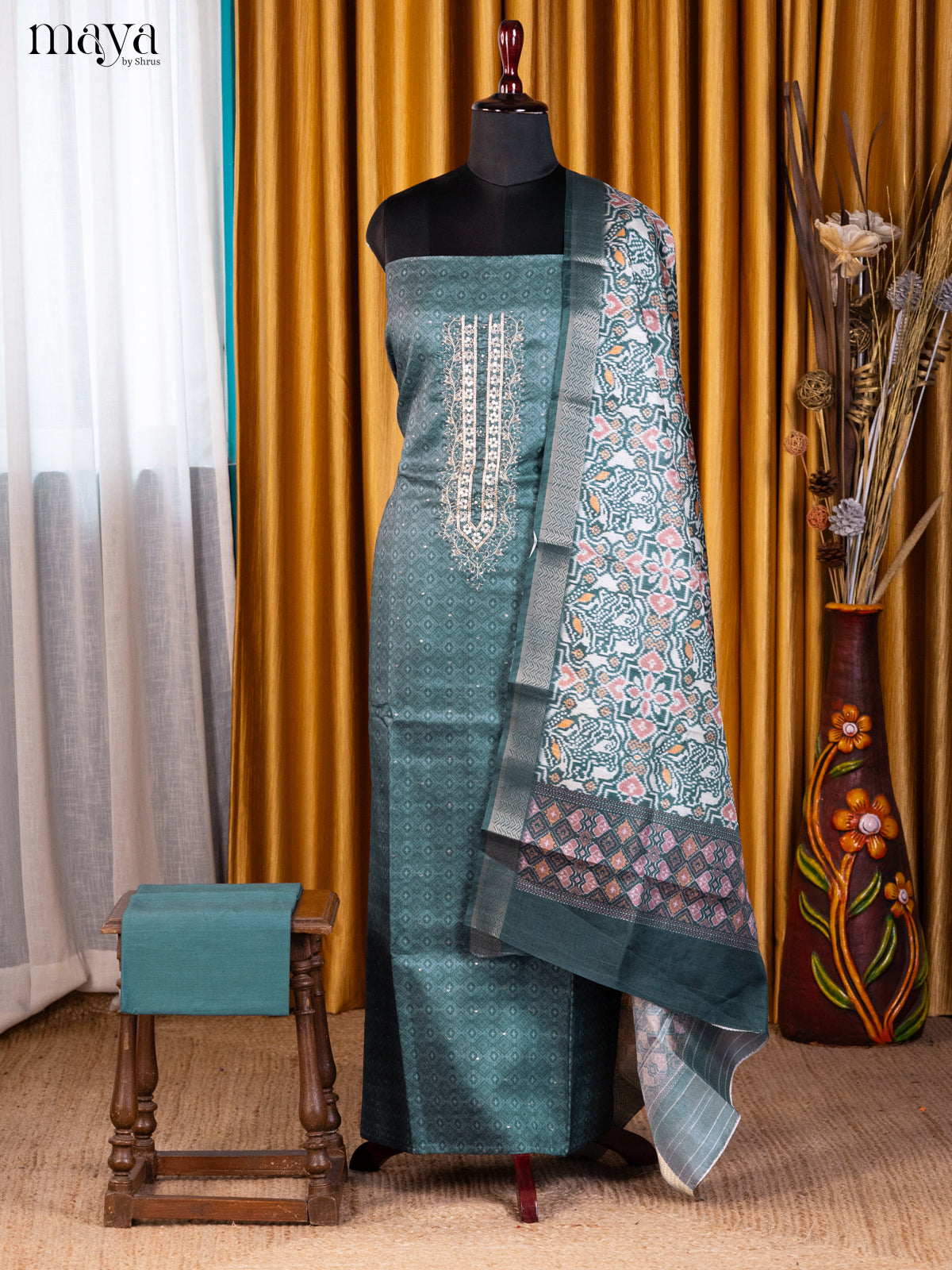 Green & Cream - Cotton salwar - Shop on Shrus.com