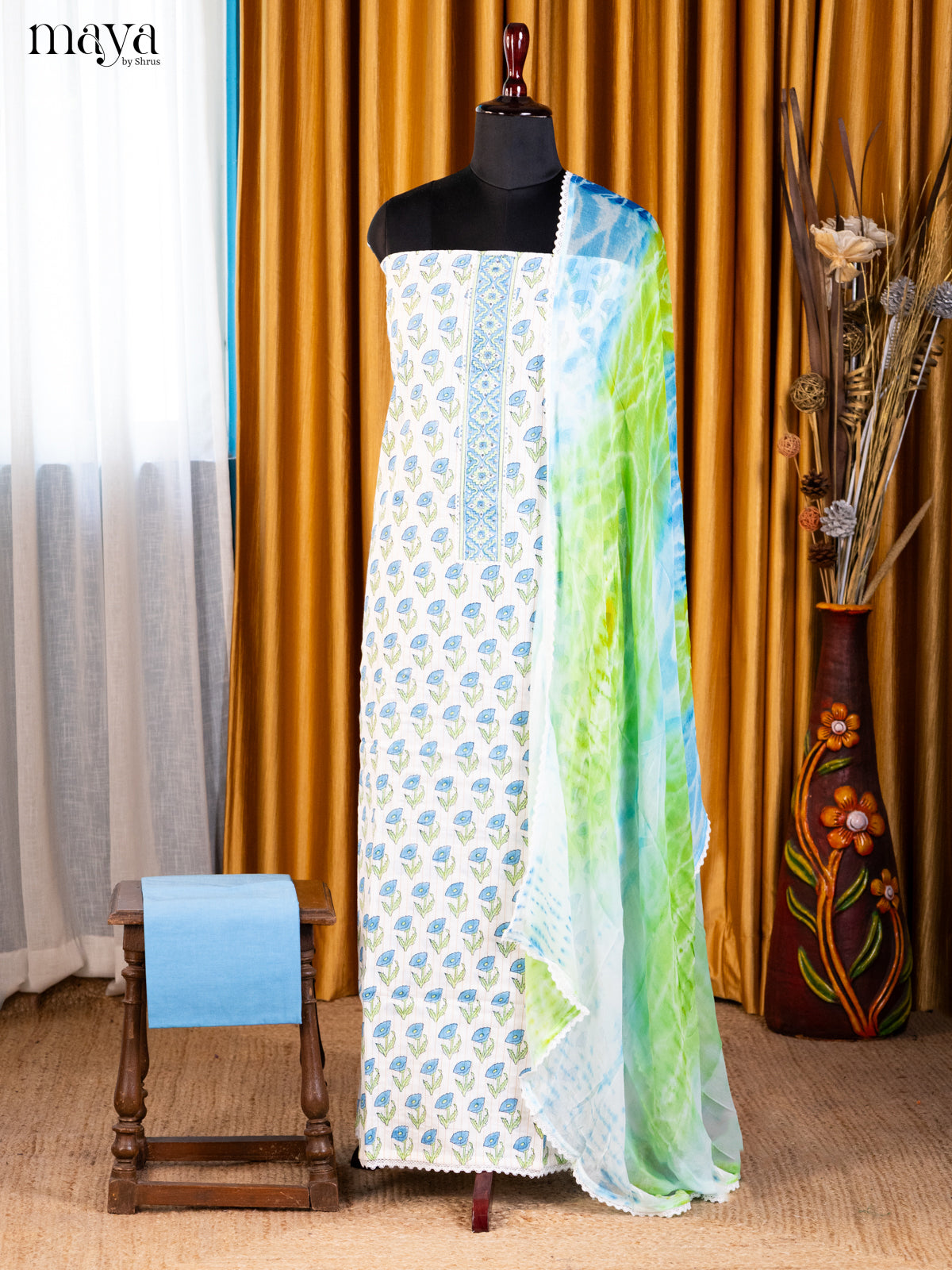White & Blue- Cotton salwar - Shop on Shrus.com