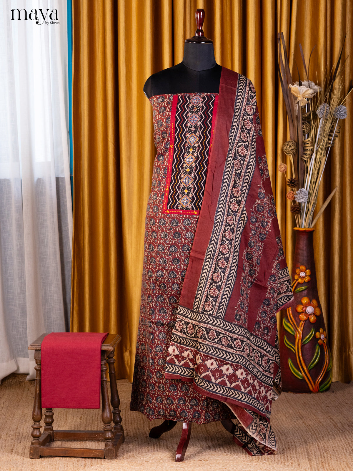 Maroon- Cotton salwar - Shop on Shrus.com