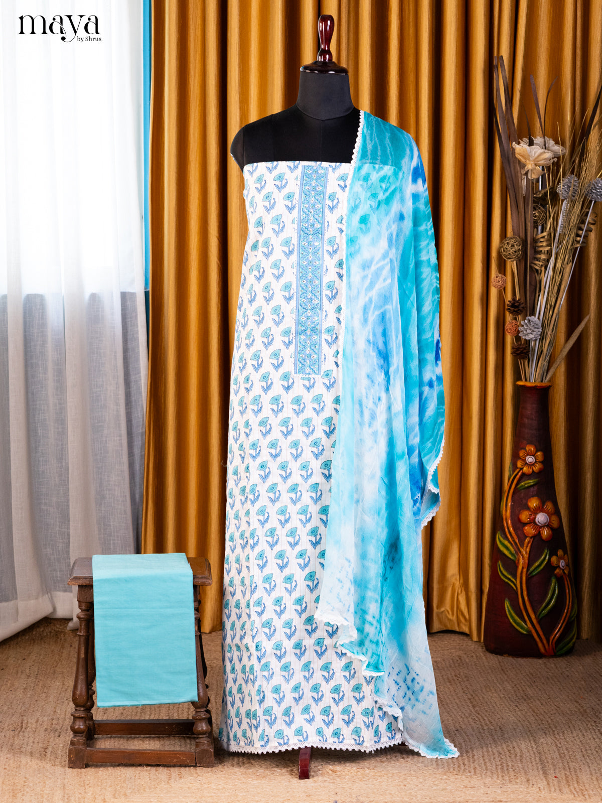 White & Blue - Cotton salwar - Shop on Shrus.com