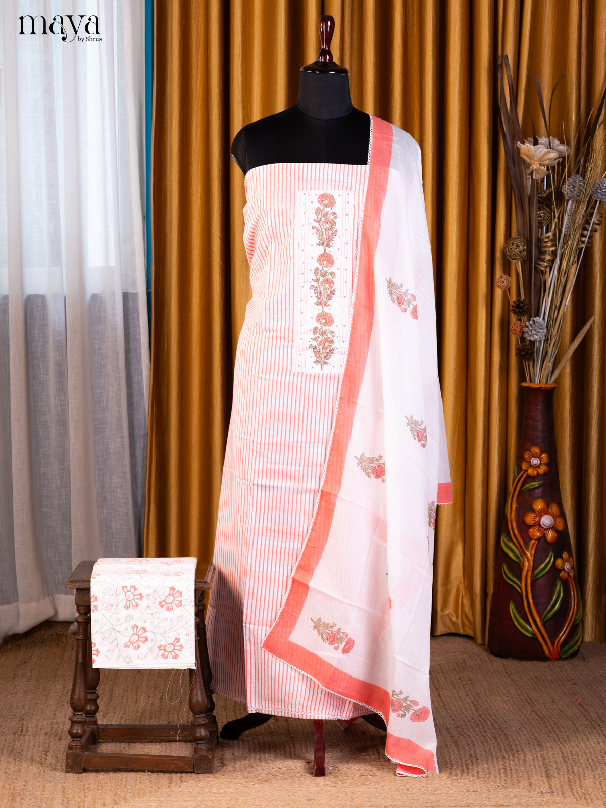 Cream & Pink Cotton salwar - Shop on Shrus.com