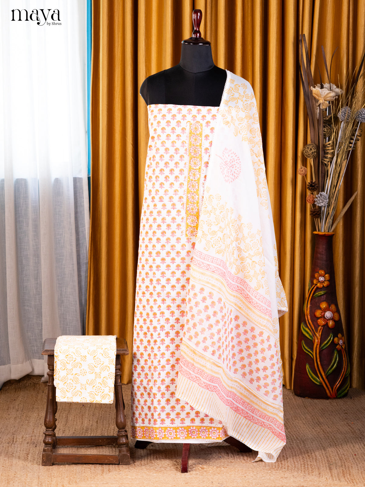 Cream & Pink - Cotton salwar - Shop on Shrus.com