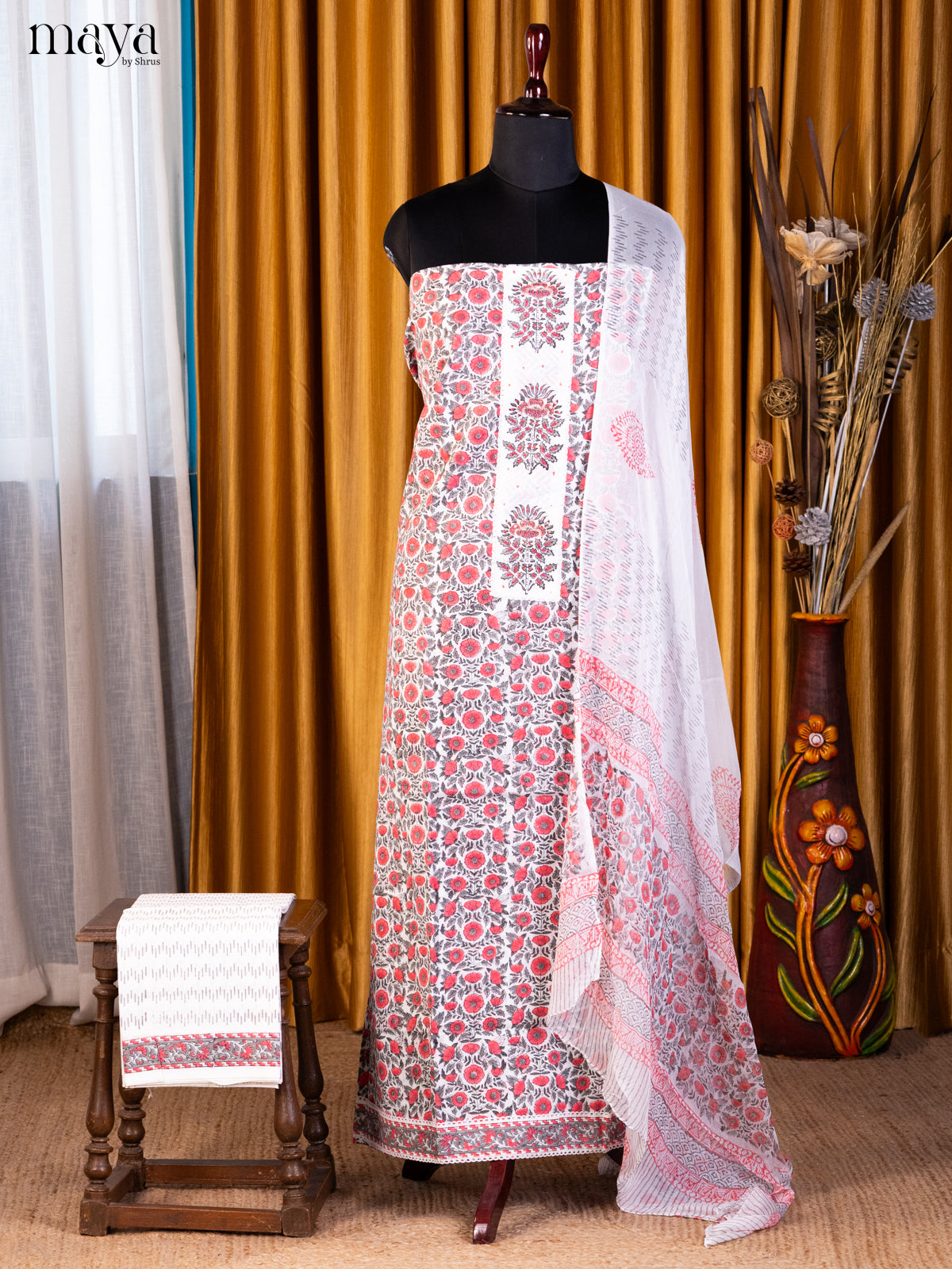 Cream & Pink- Cotton salwar - Shop on Shrus.com